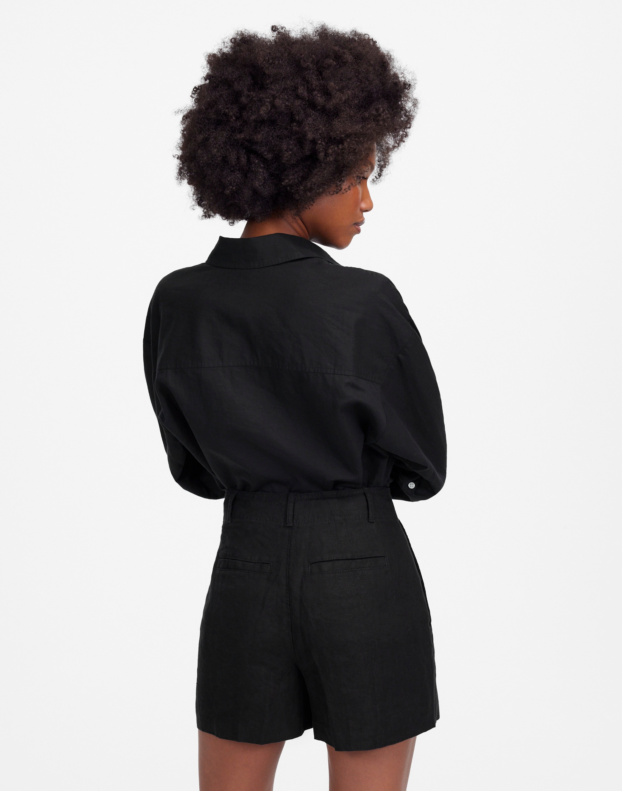 Pintucked Shorts in 100% Linen