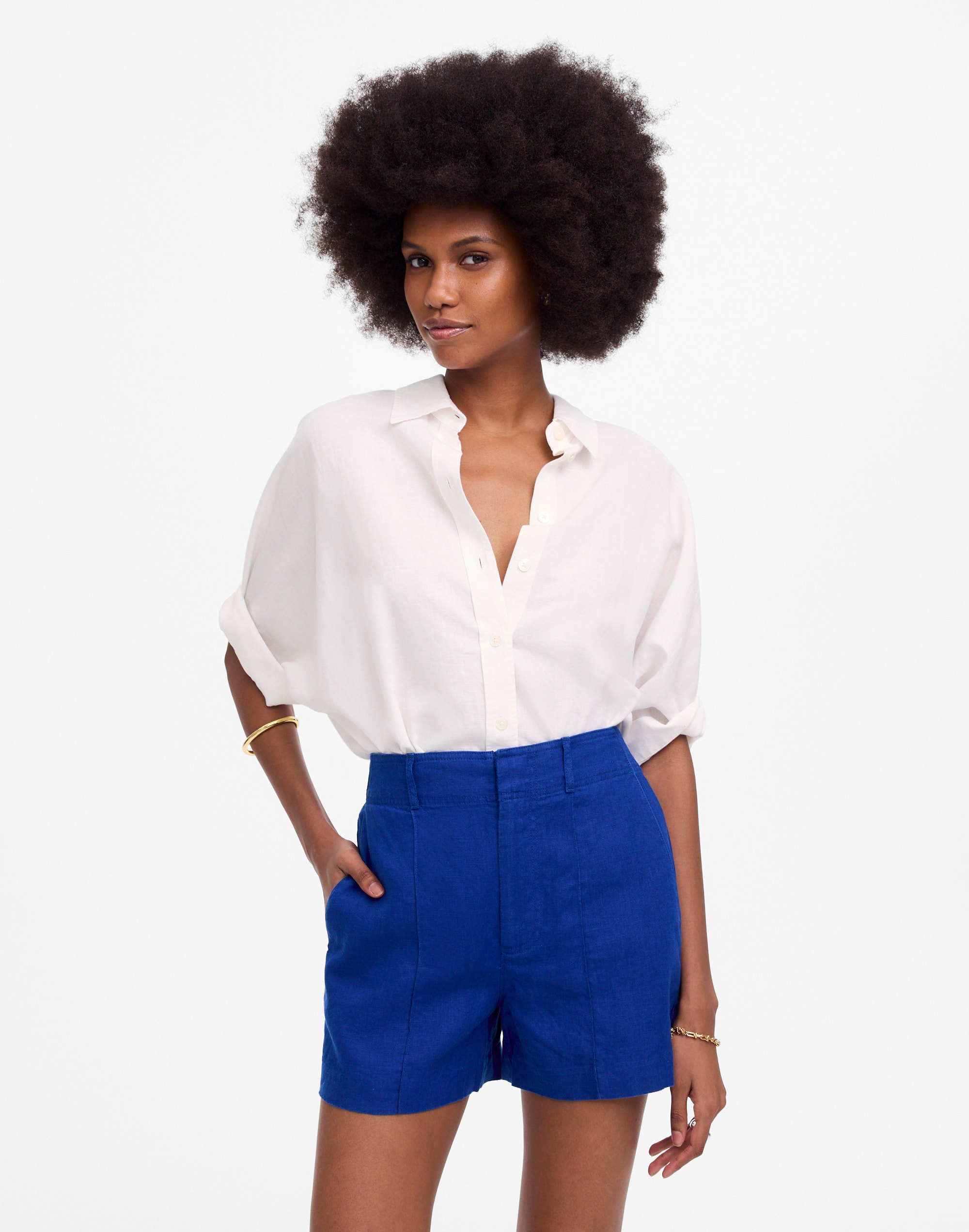 Pintucked Shorts in 100% Linen