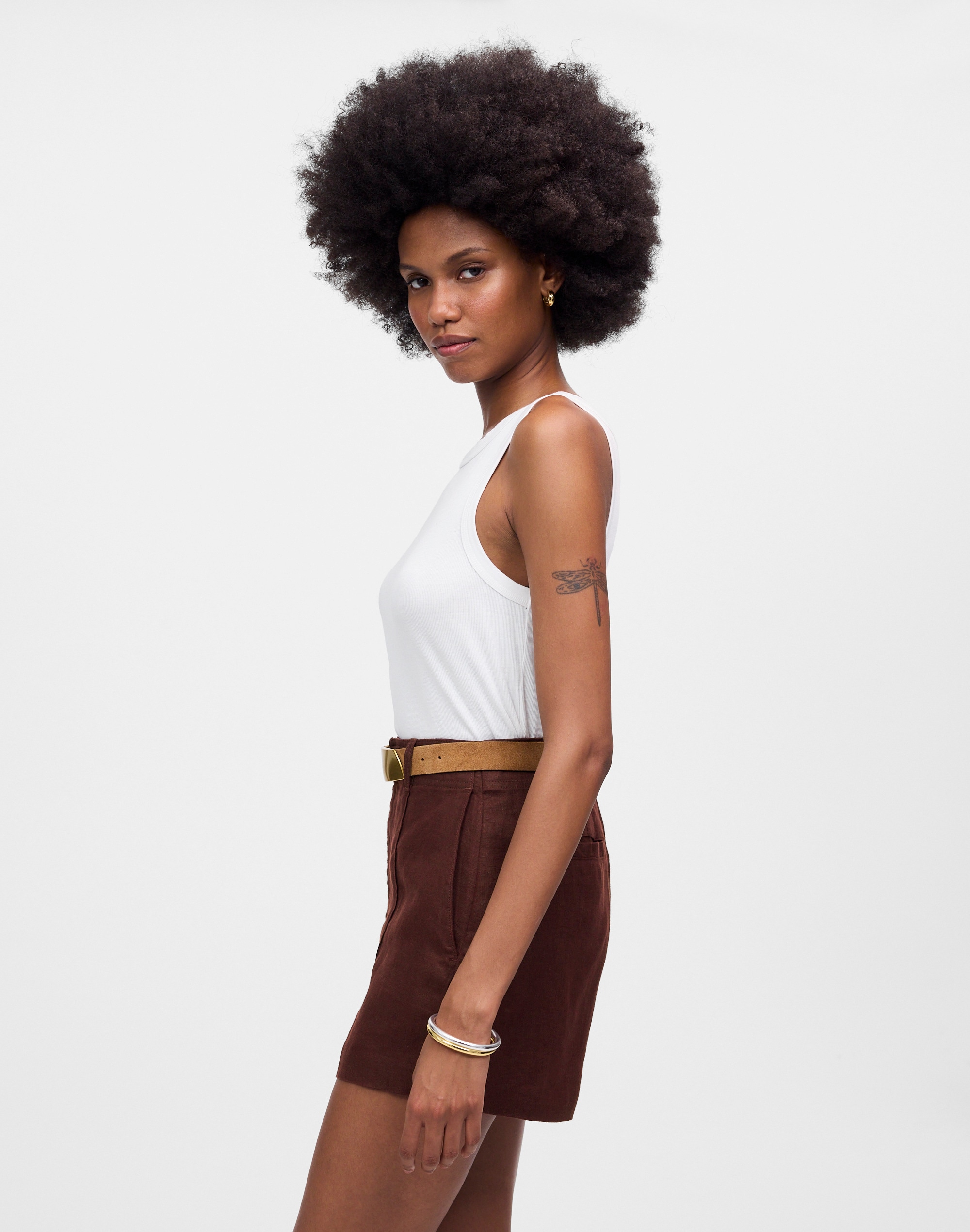 Pintucked Shorts in 100% Linen