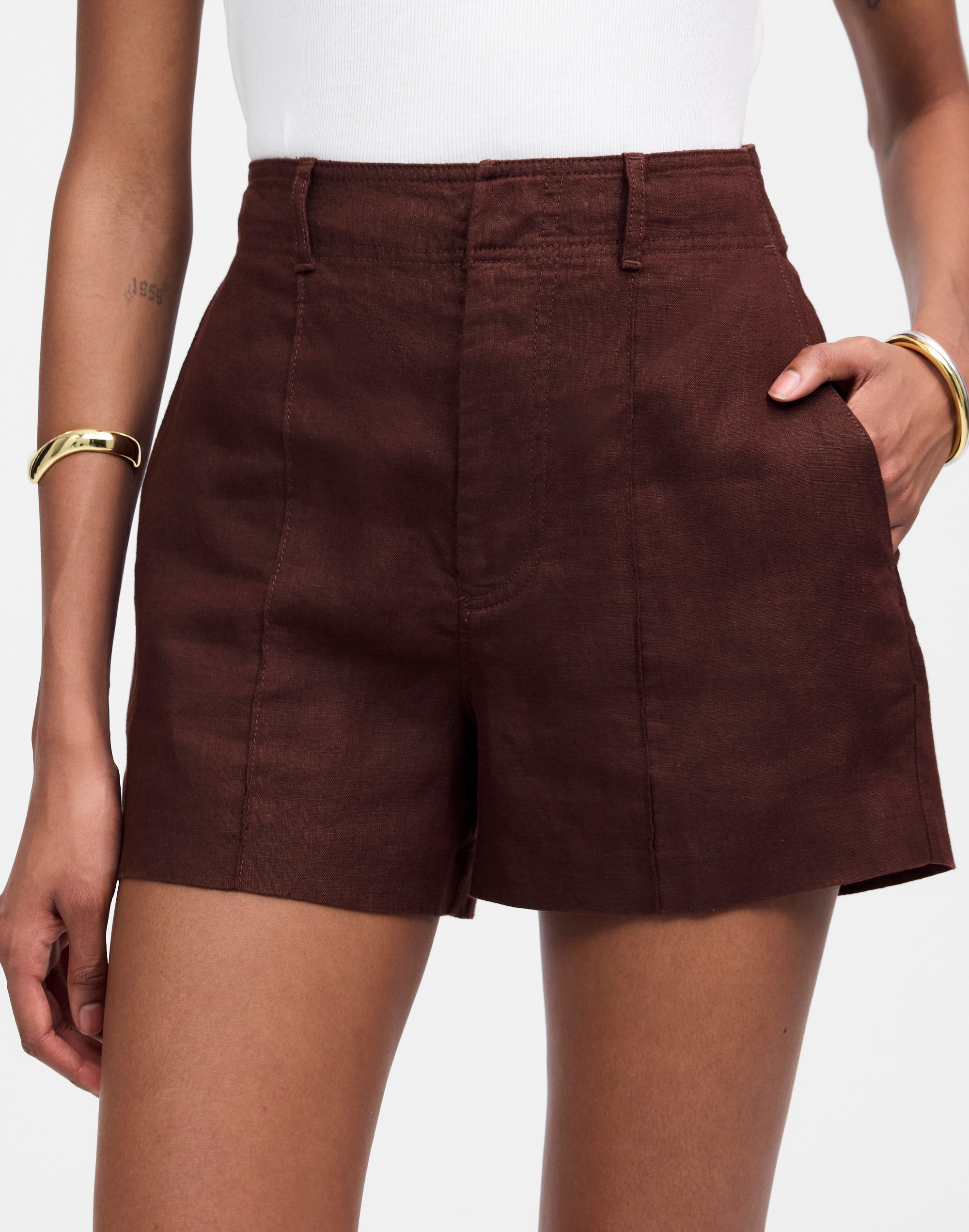 Pintucked Shorts in 100% Linen