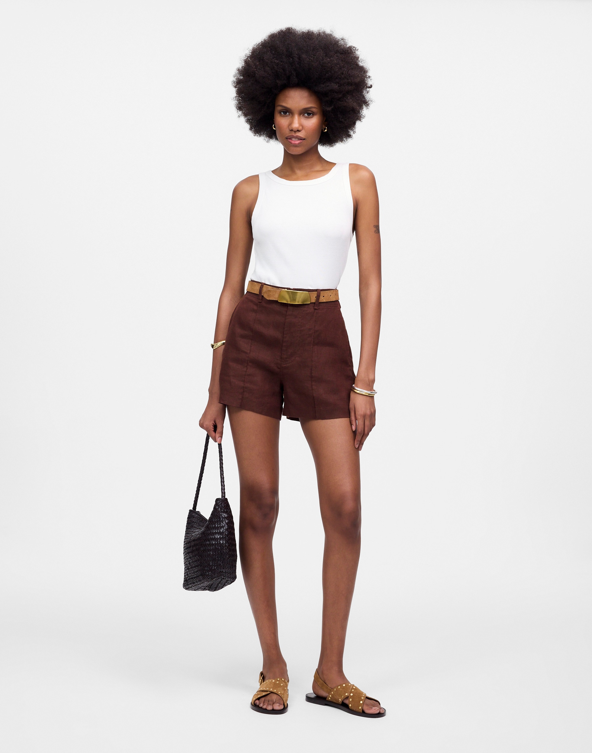 Pintucked Short in 100% Linen