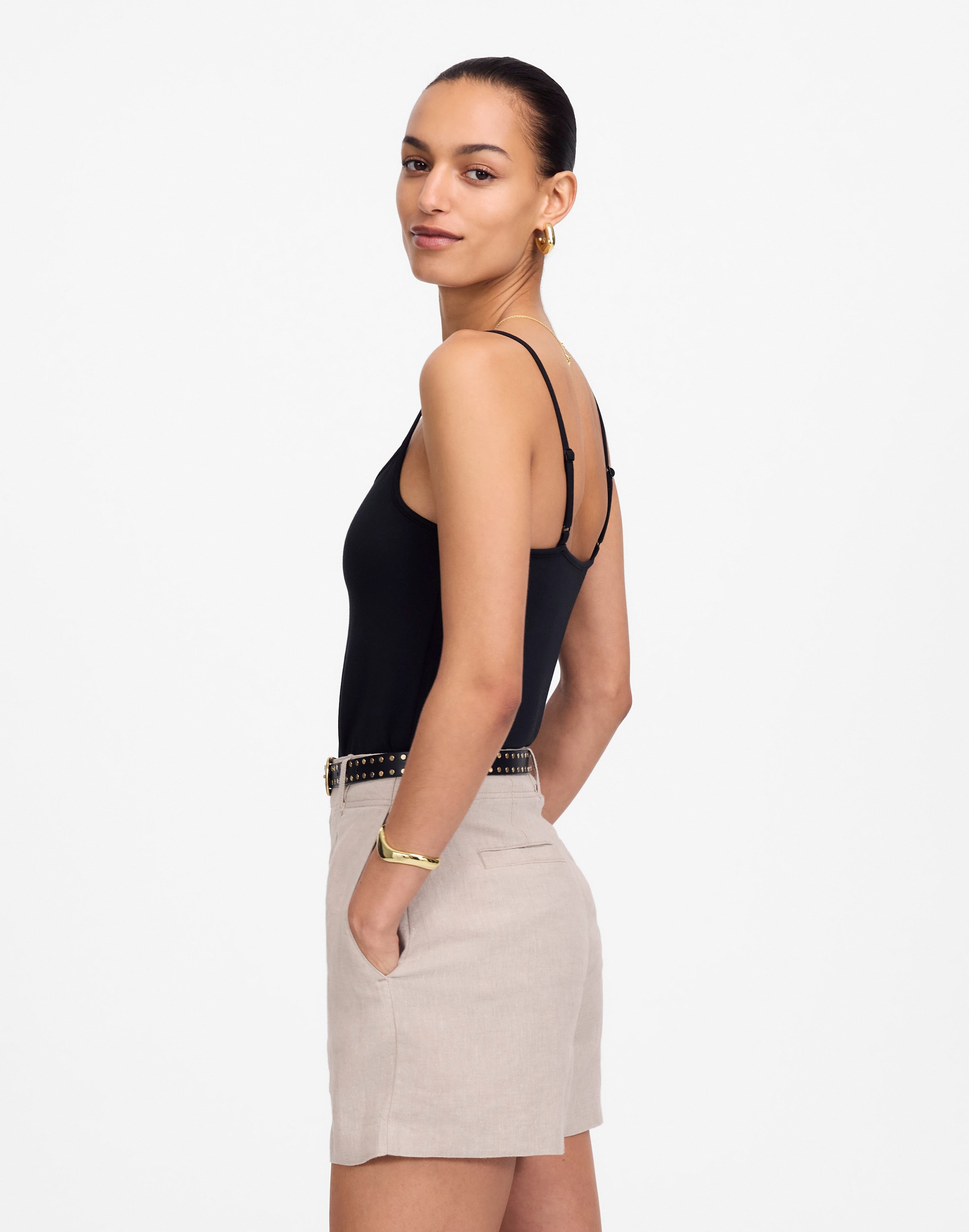 Pintucked Shorts in 100% Linen