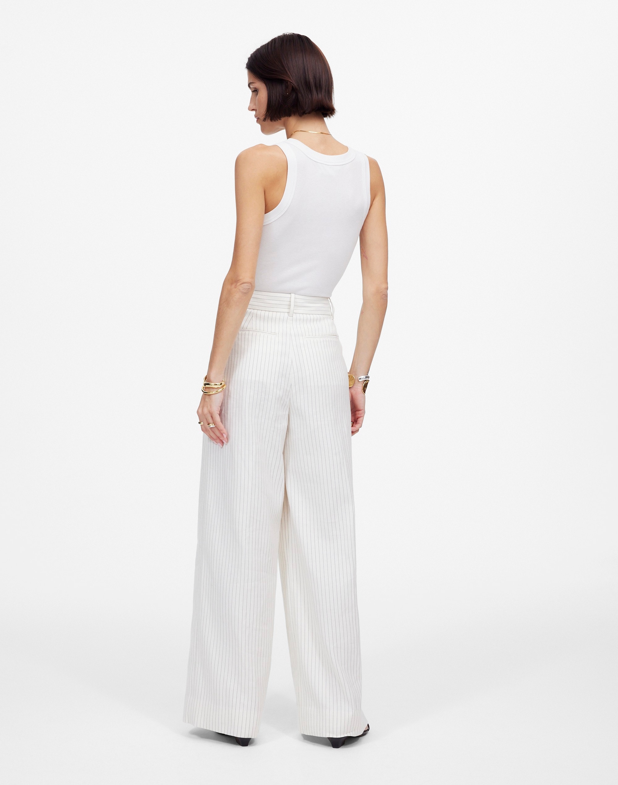 The Petite Harlow Superwide-Leg Trouser in Linen-Cotton Blend