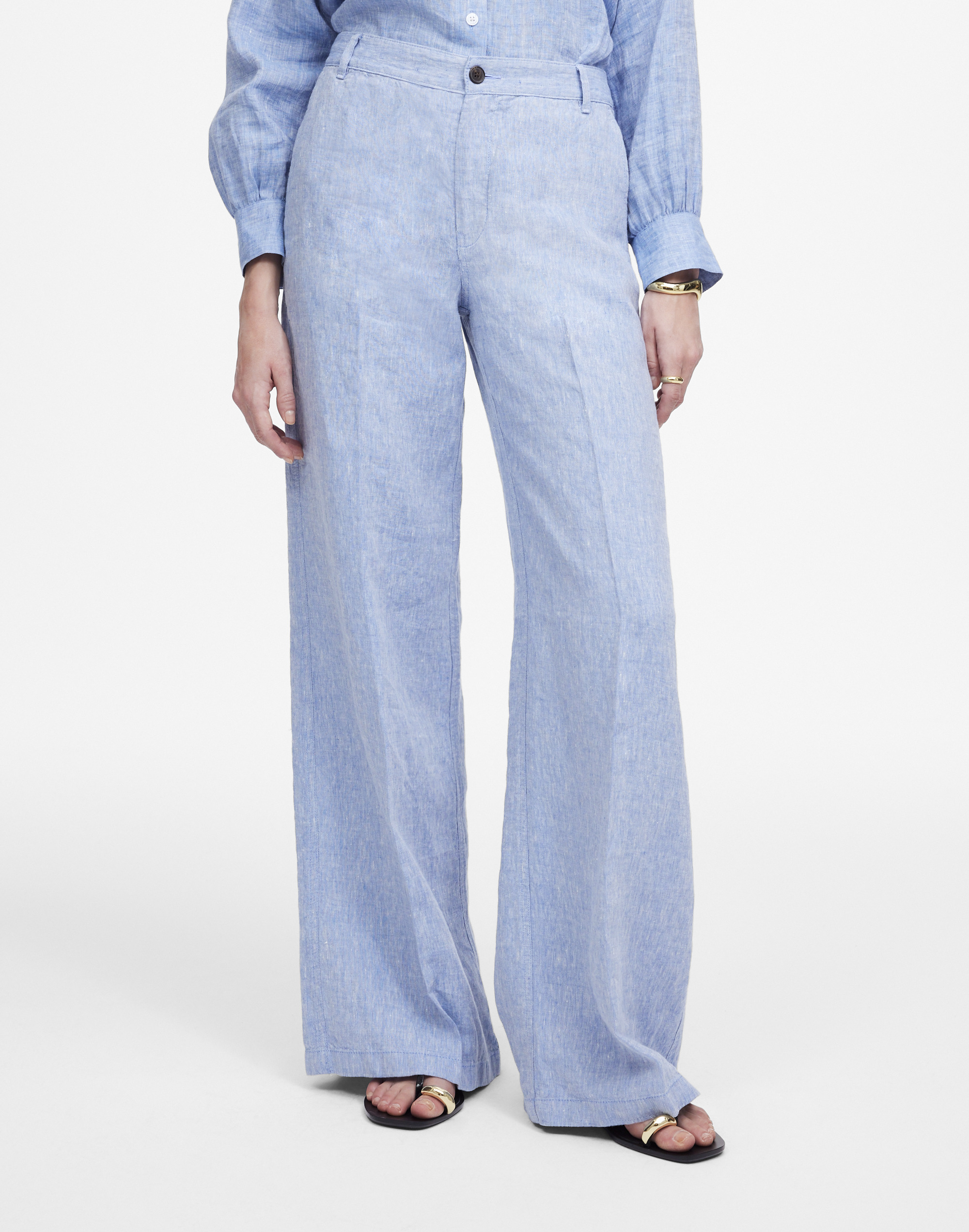 The Zoe Relaxed Wide Pant in 100% Linen