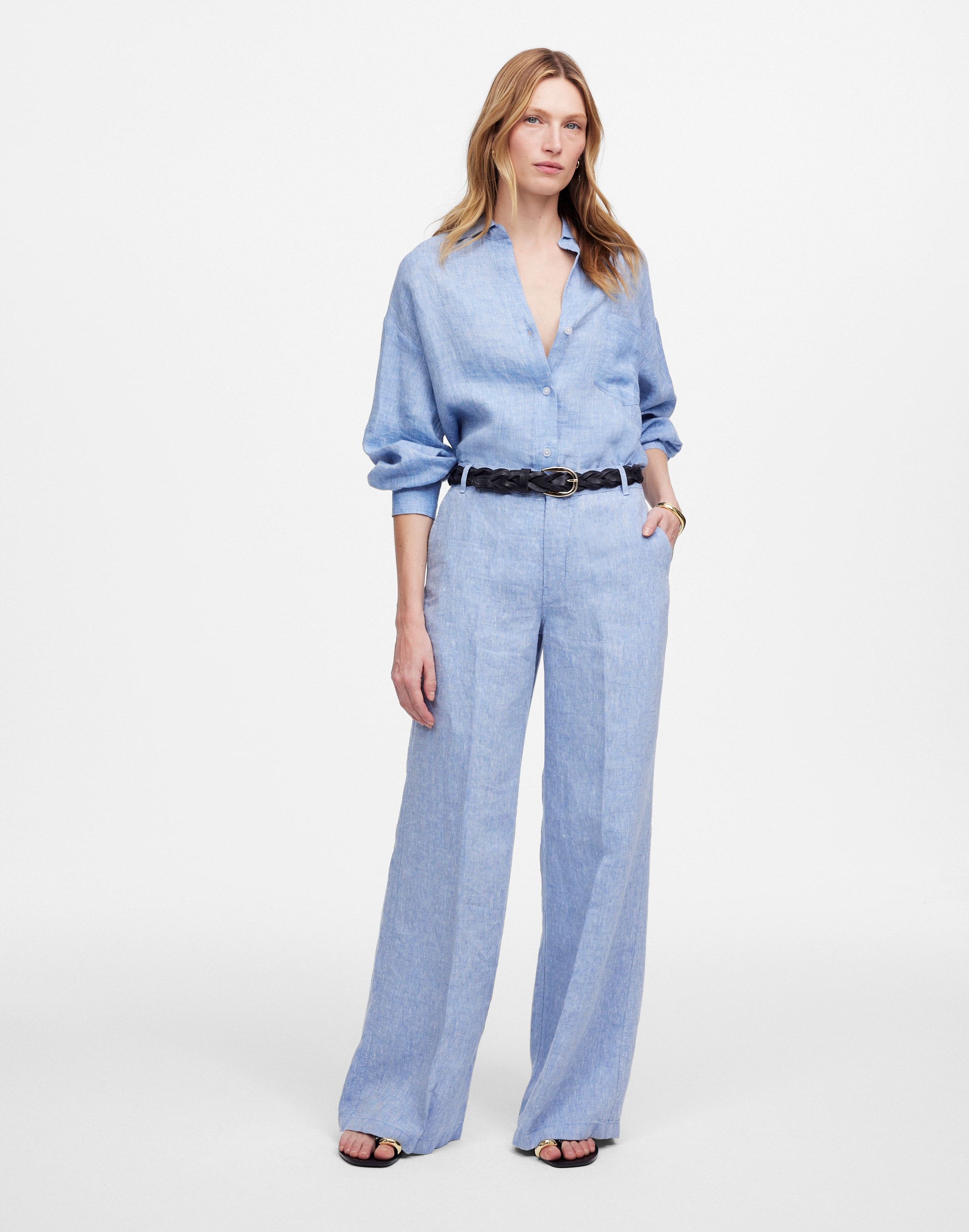 The Zoe Relaxed Wide Pant in 100% Linen