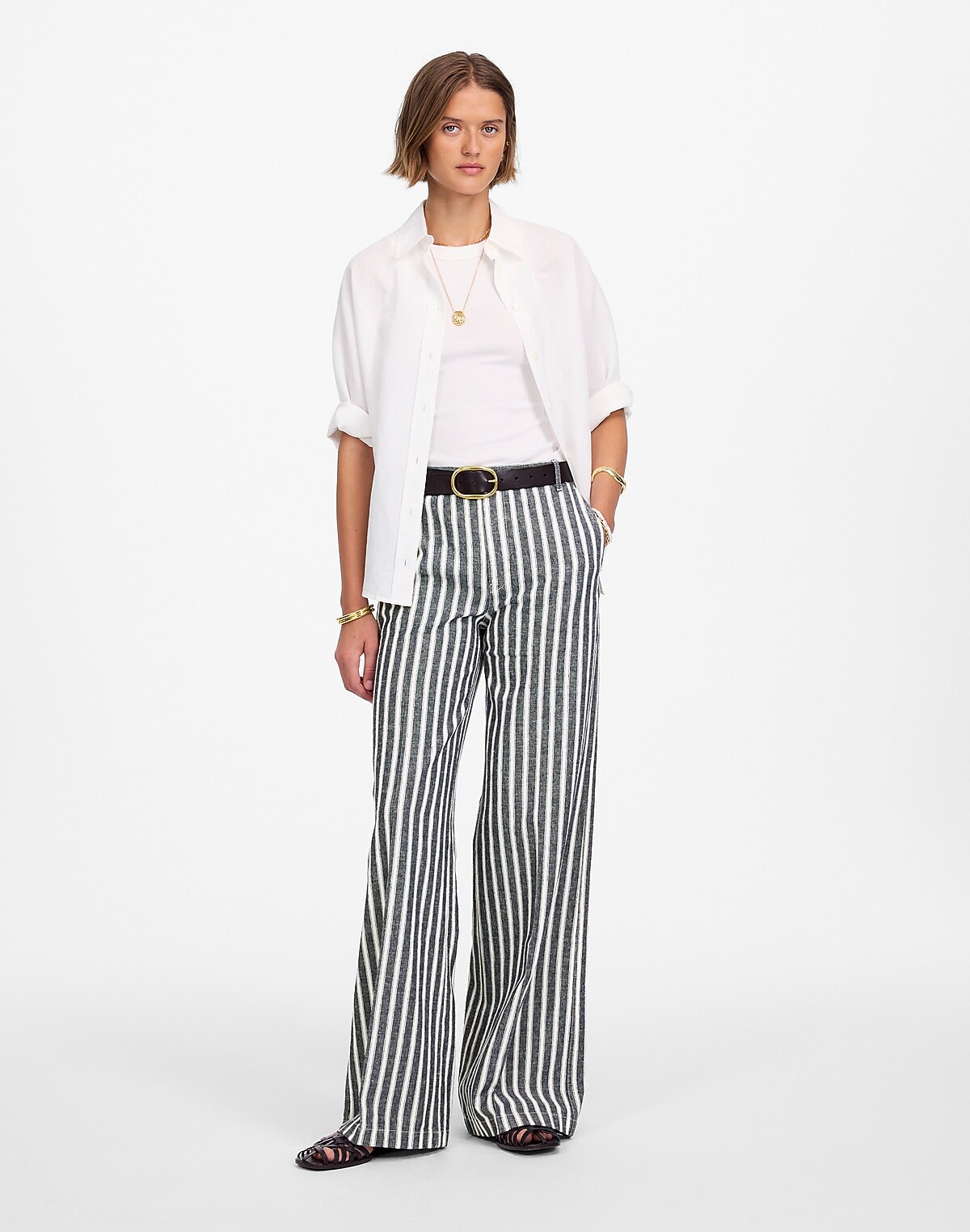The Zoe Relaxed Wide Pant in Linen-Cotton Blend