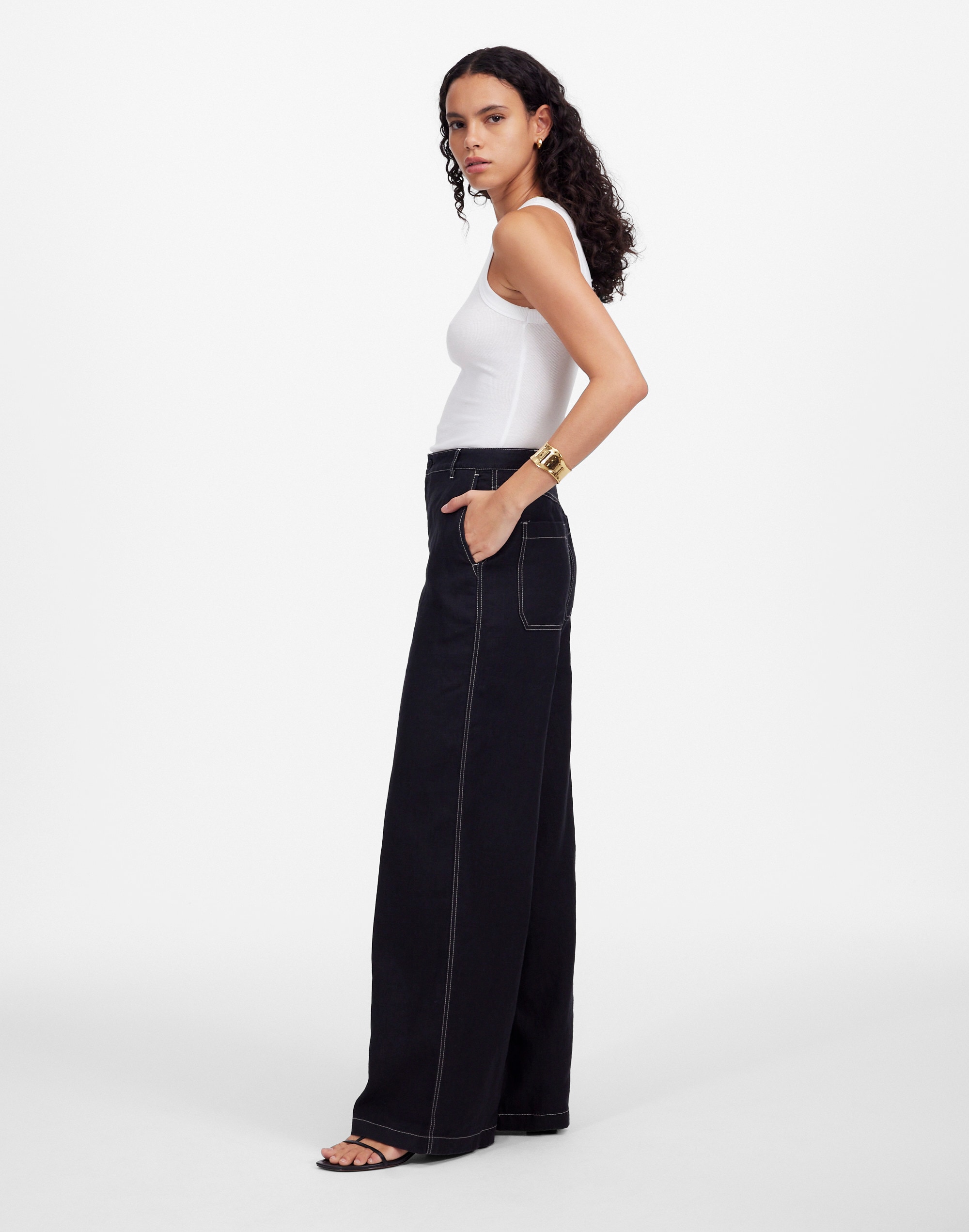 The Zoe Relaxed Wide Pant in 100% Linen