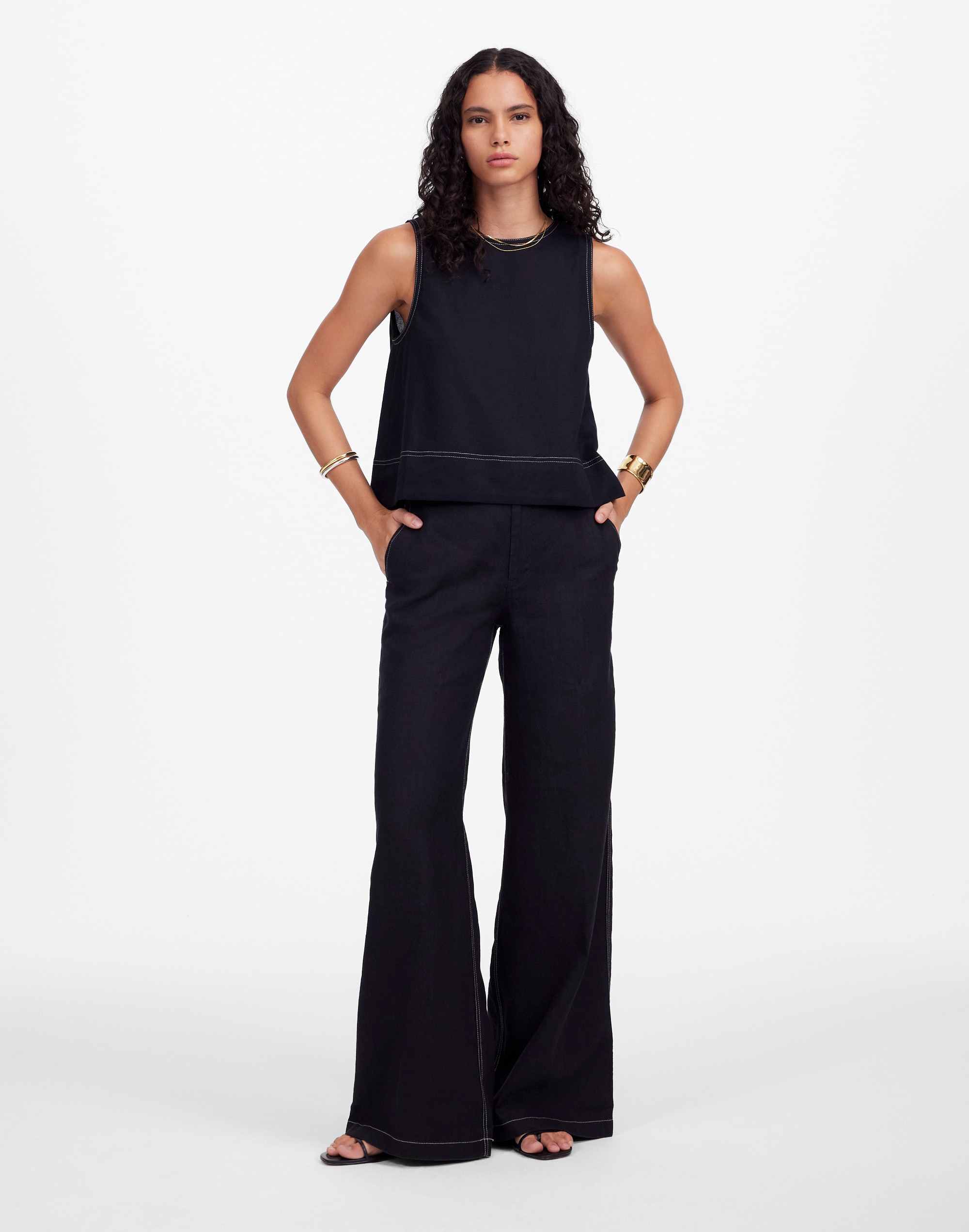 The Zoe Relaxed Wide Pant in 100% Linen