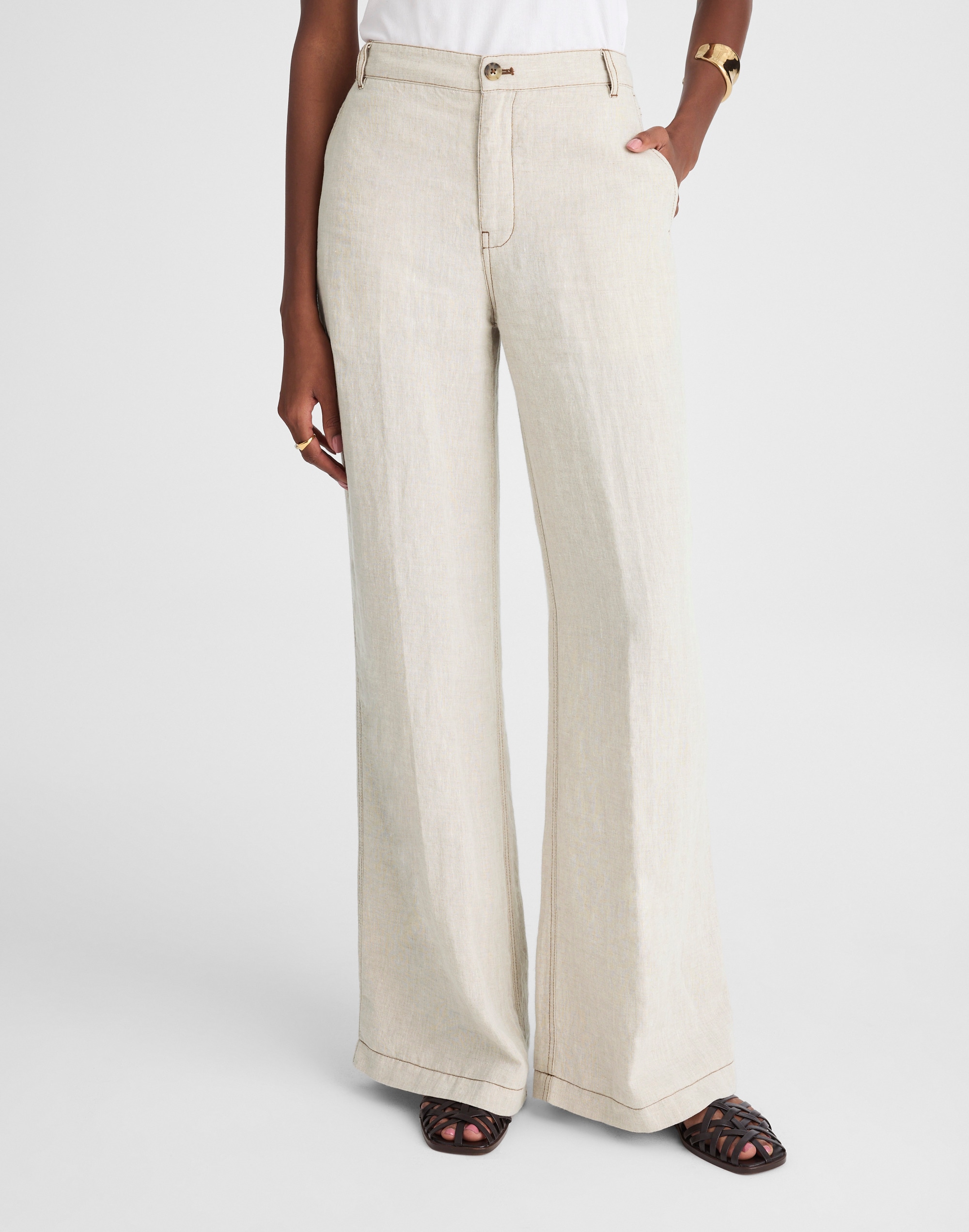 The Zoe Relaxed Wide Pant in 100% Linen