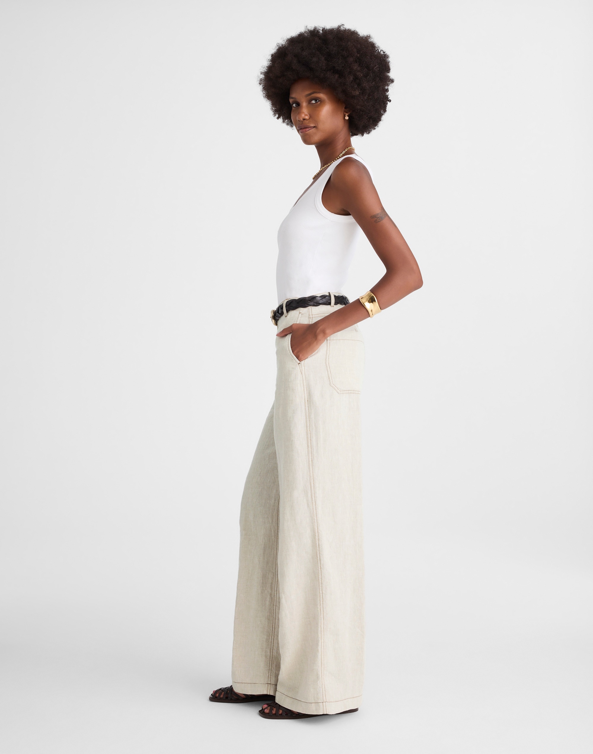 The Zoe Relaxed Wide Pant in 100% Linen