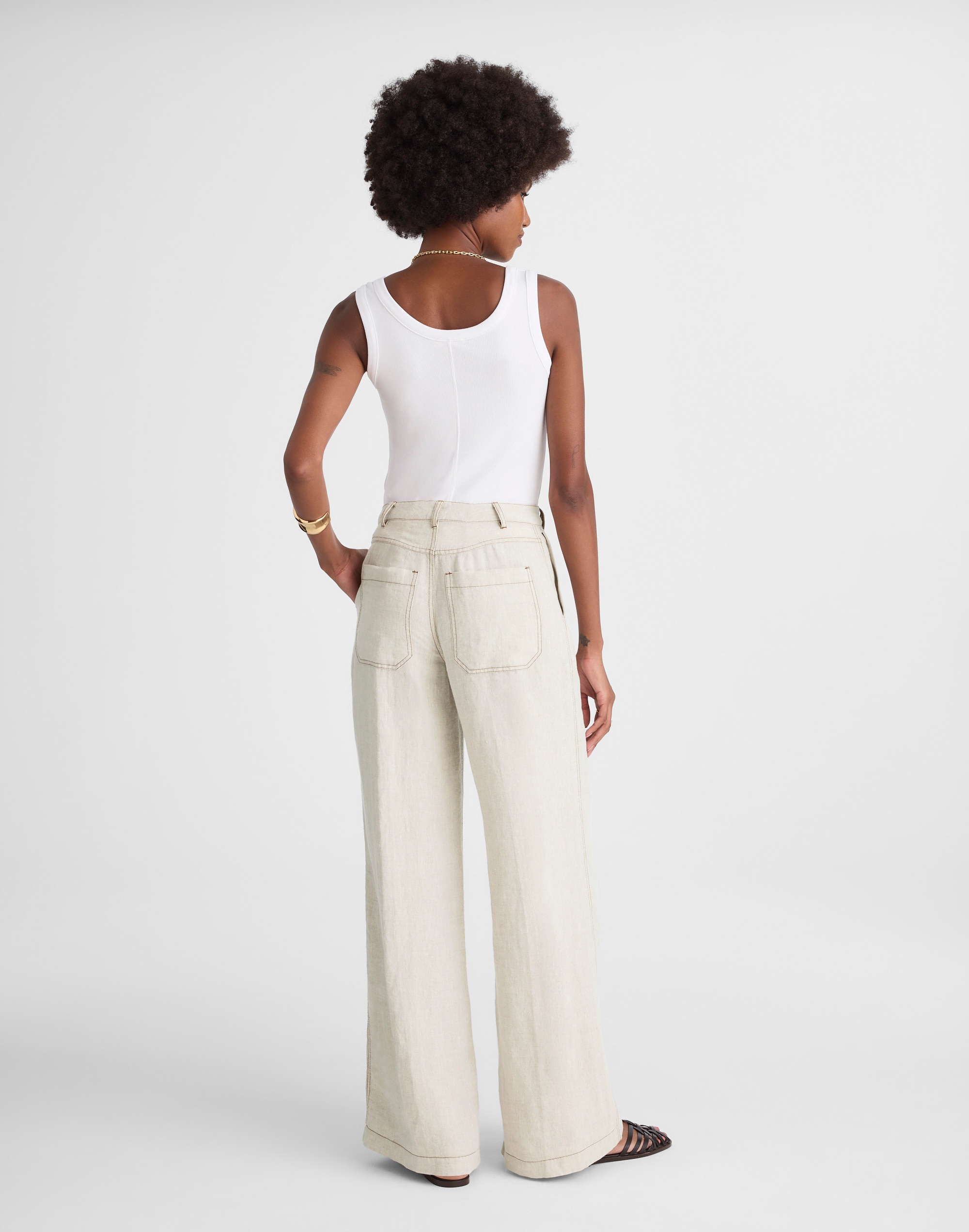 The Zoe Relaxed Wide Pant in 100% Linen