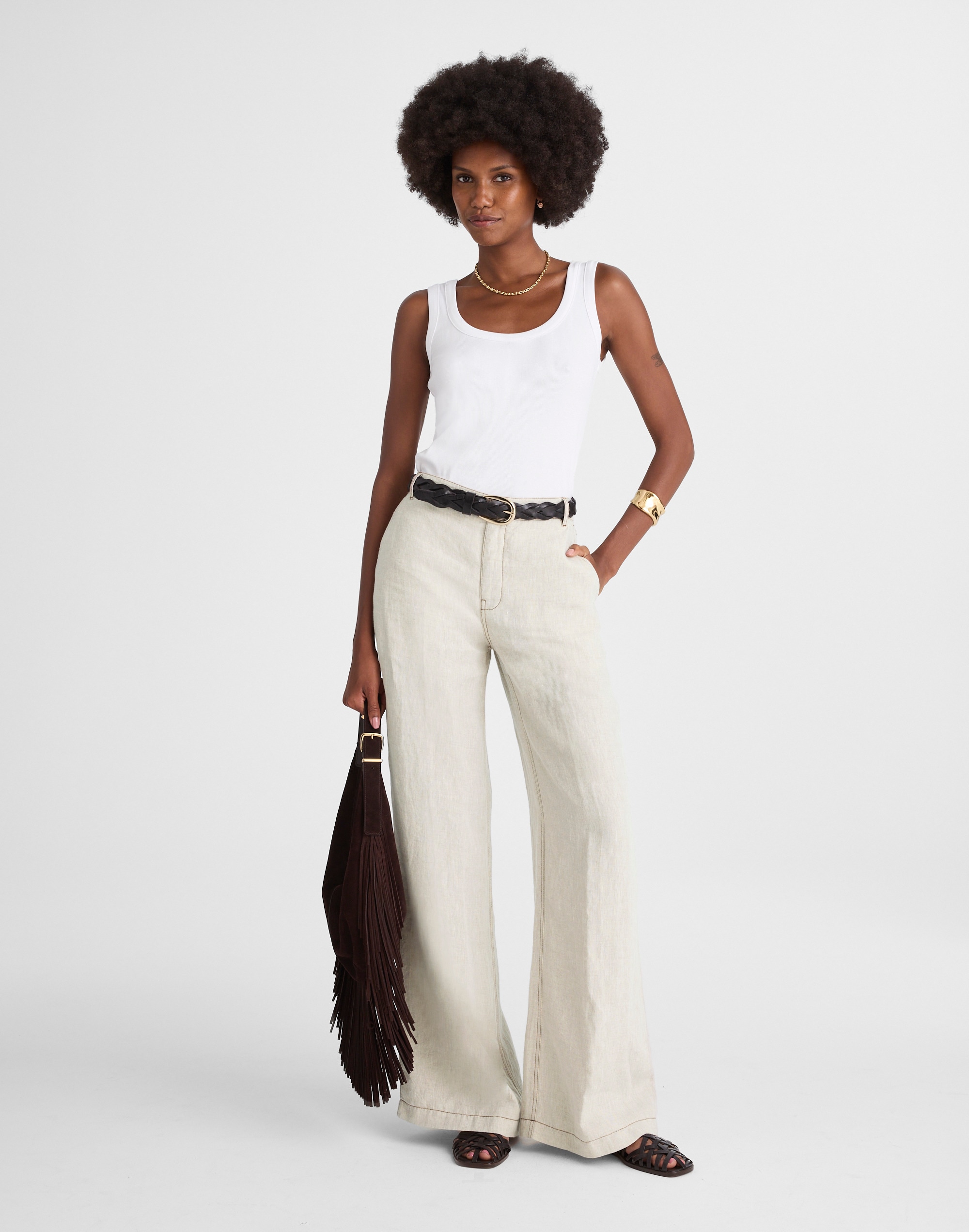 The Zoe Relaxed Wide Pant in 100% Linen