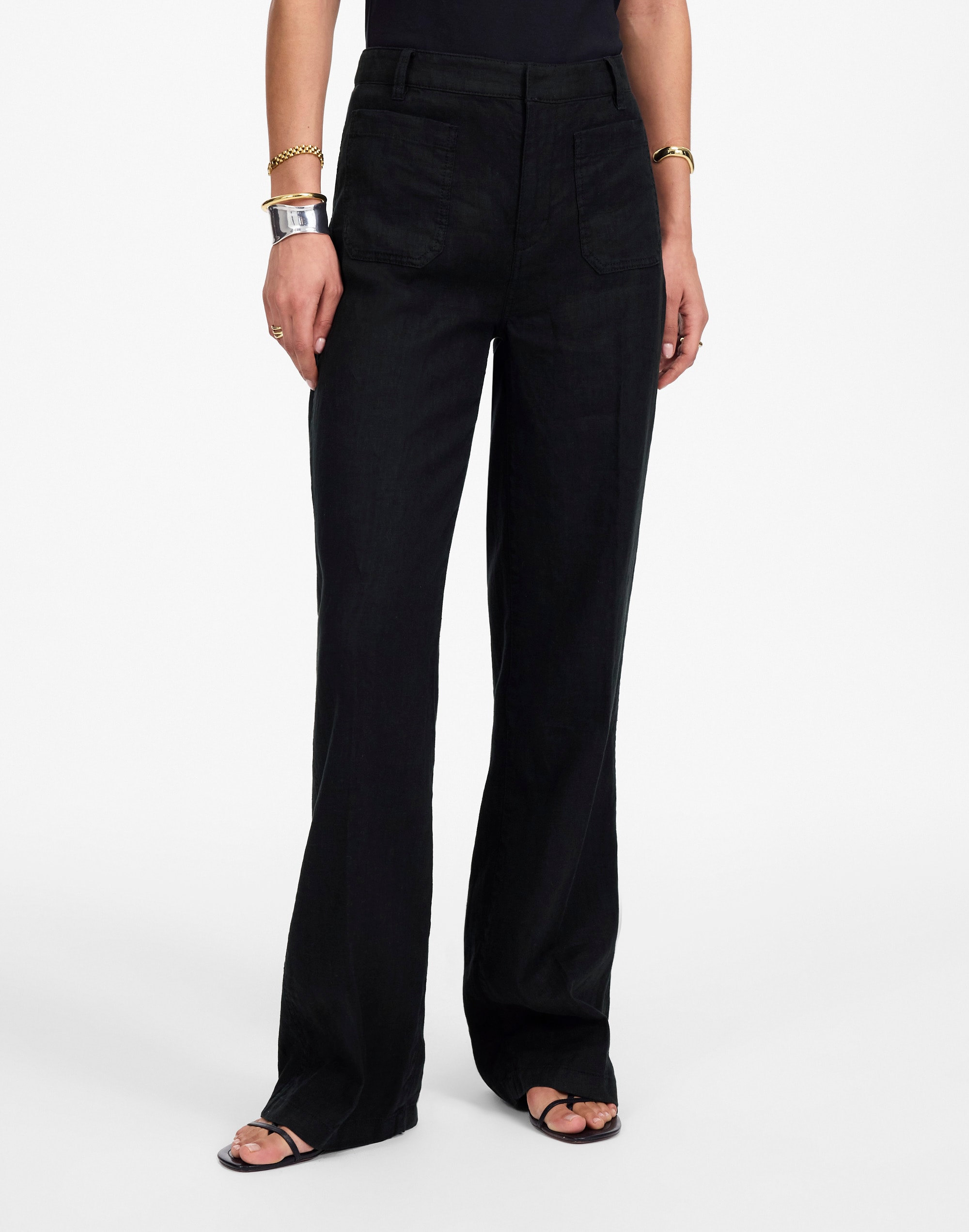 Petite Patch Pocket Flare Pant in 100% Linen