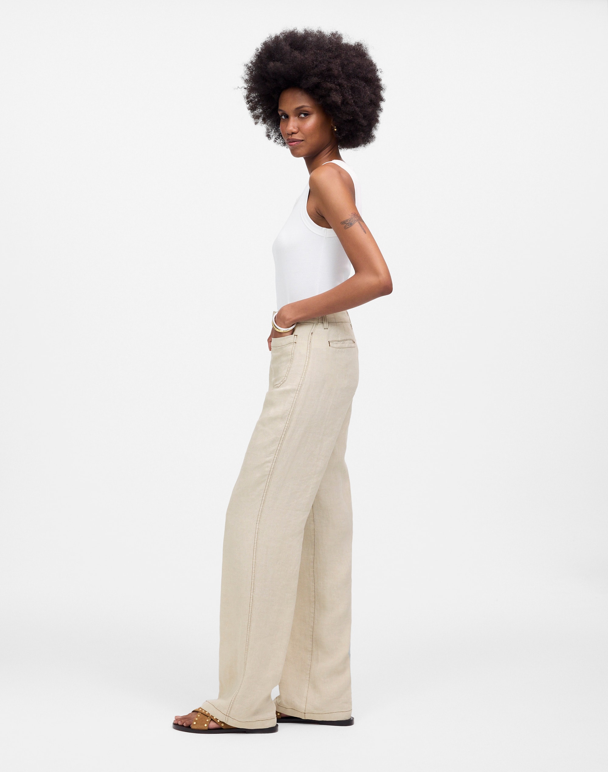 Patch Pocket Flare Pant in 100% Linen
