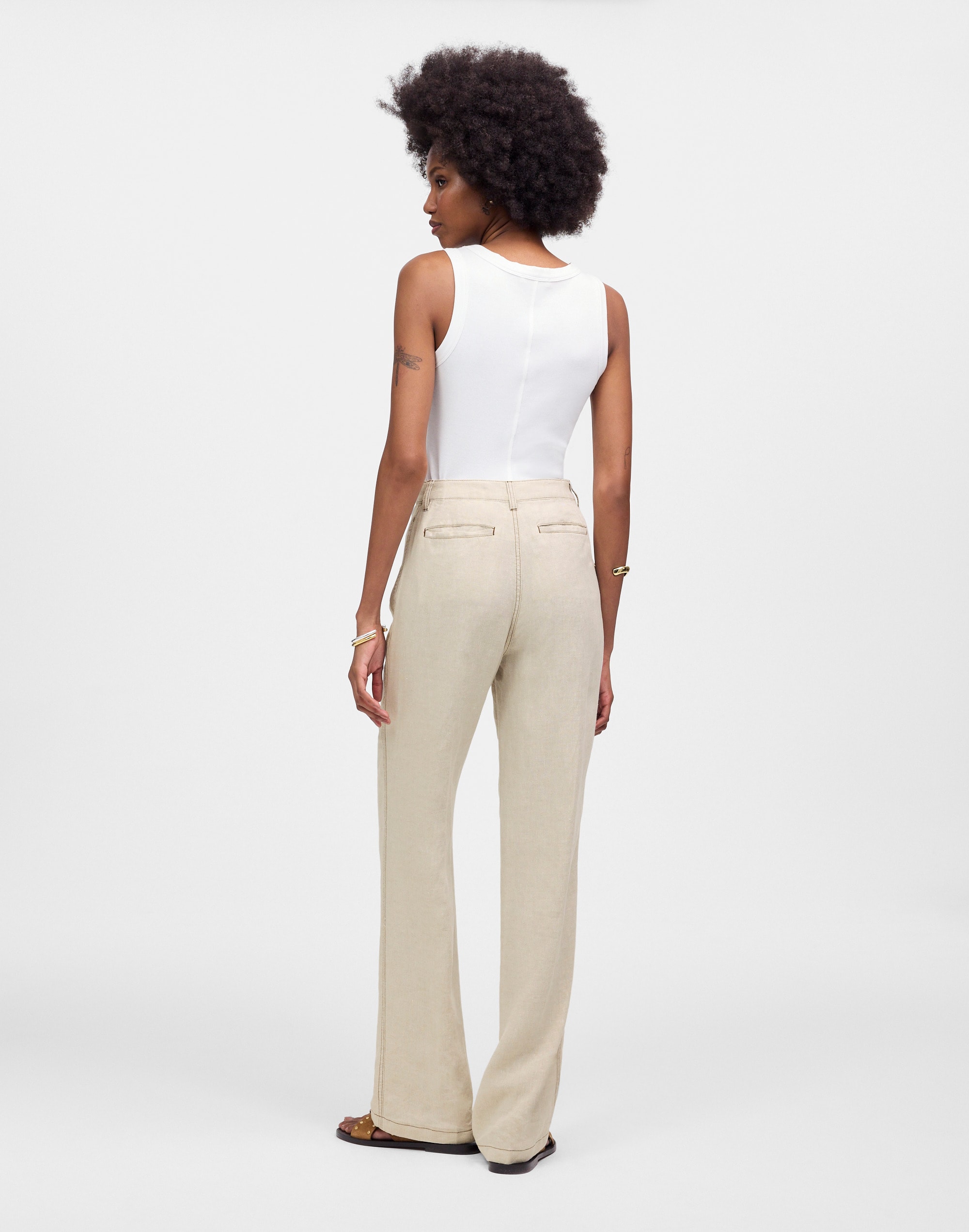 Patch Pocket Flare Pant in 100% Linen