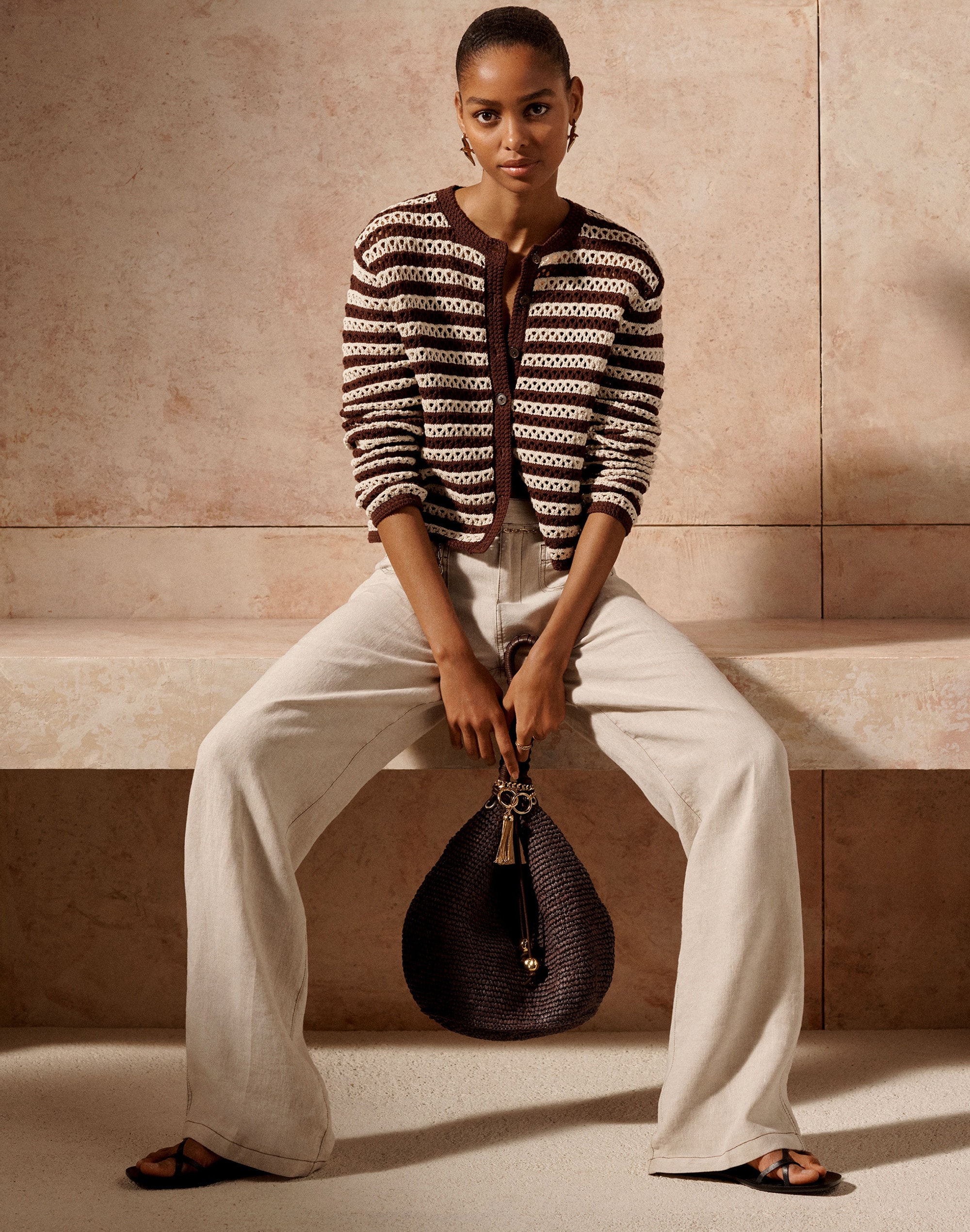 Petite Patch Pocket Flare Pant in 100% Linen