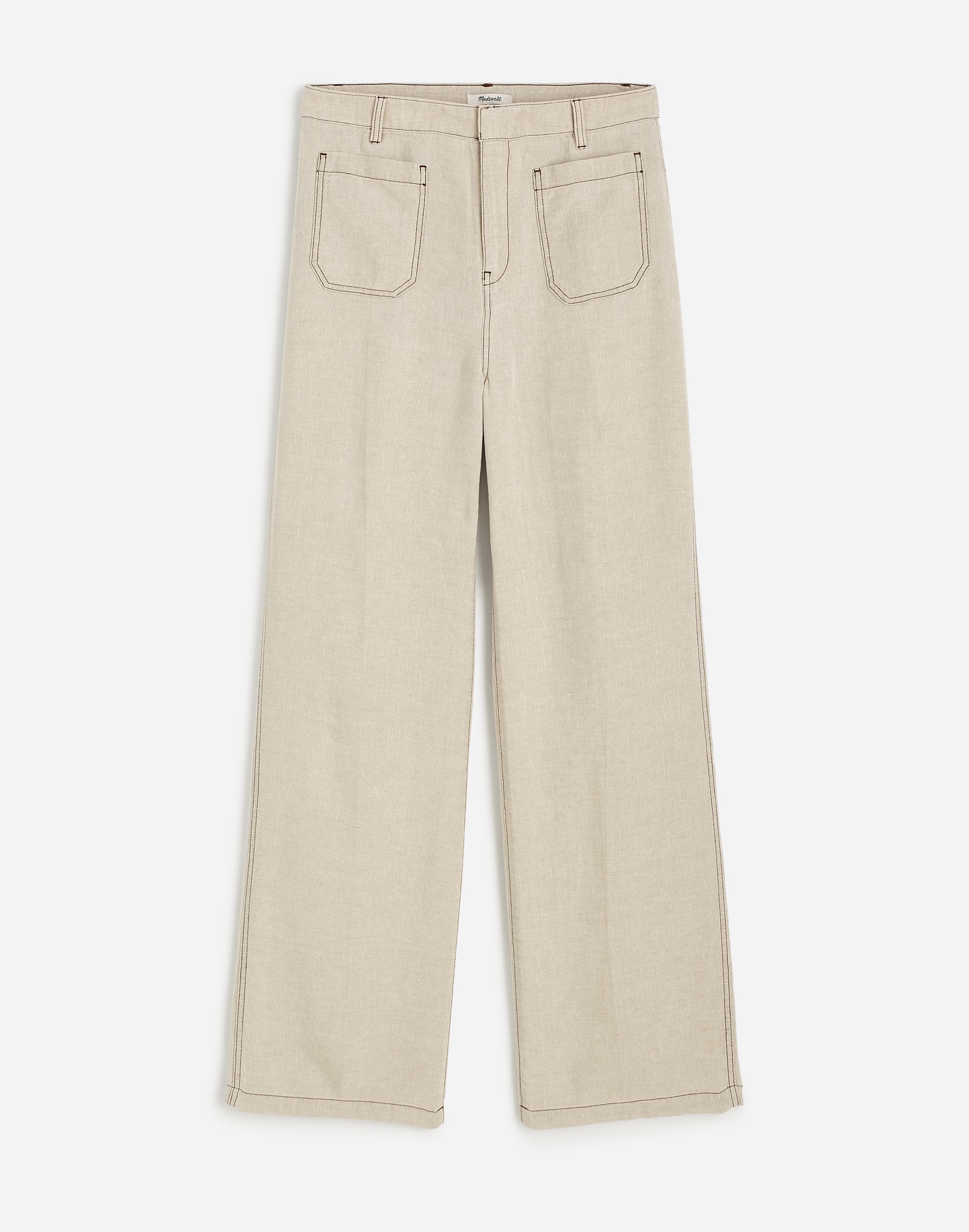 Patch Pocket Flare Pant in 100% Linen