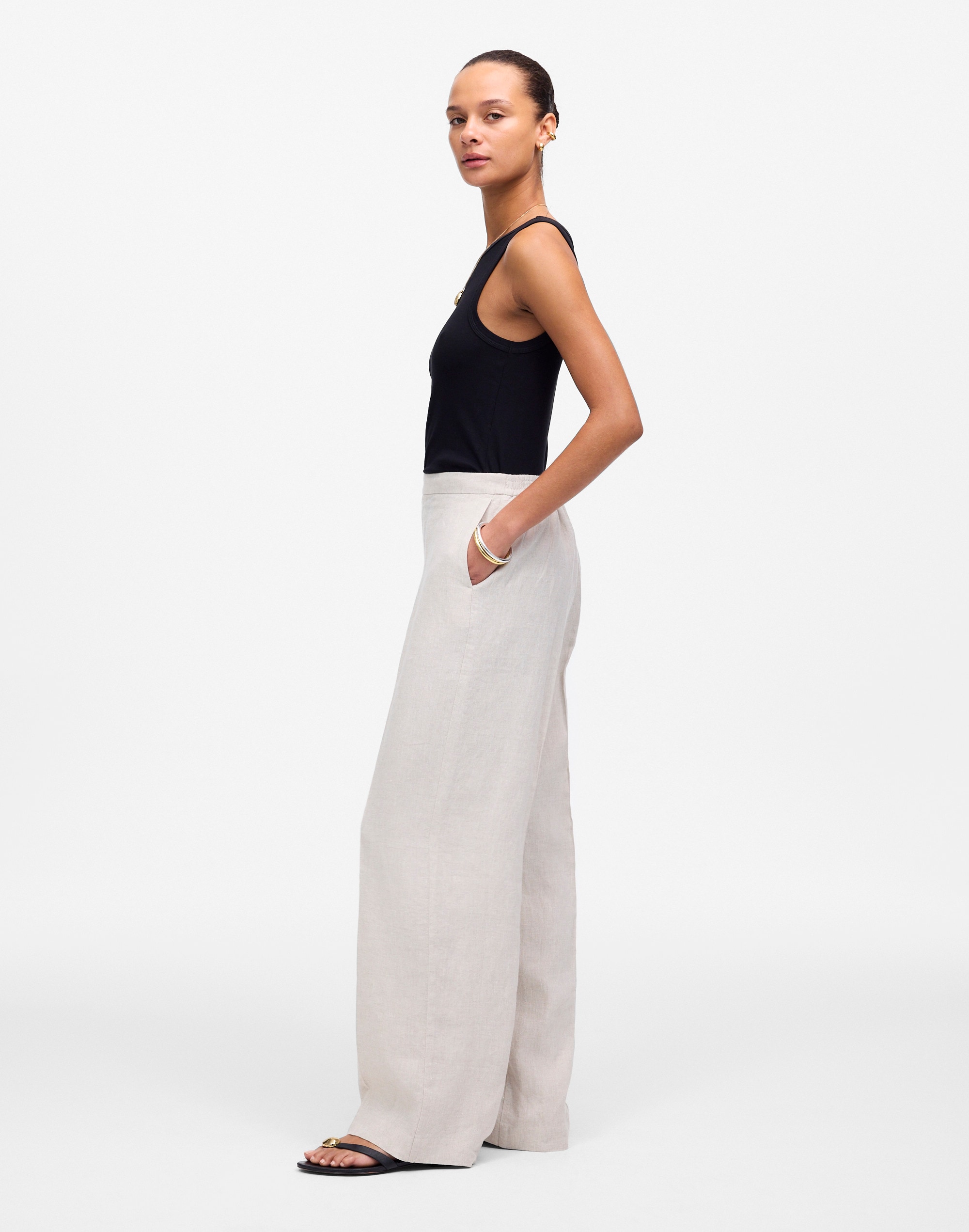 The Petite Easy Pull-On Pant in 100% Linen