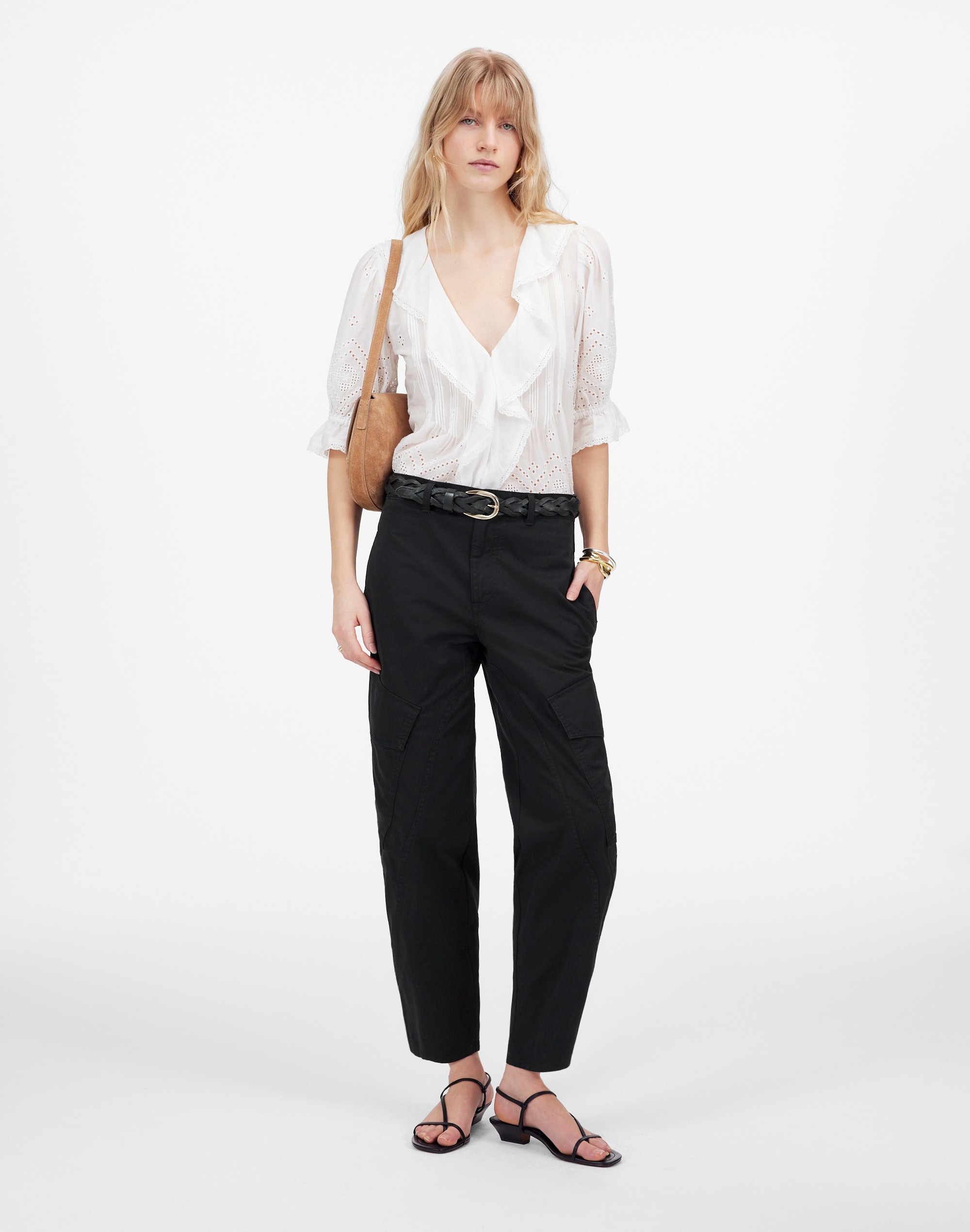 the barrel-leg utility pant in garment-dyed twill