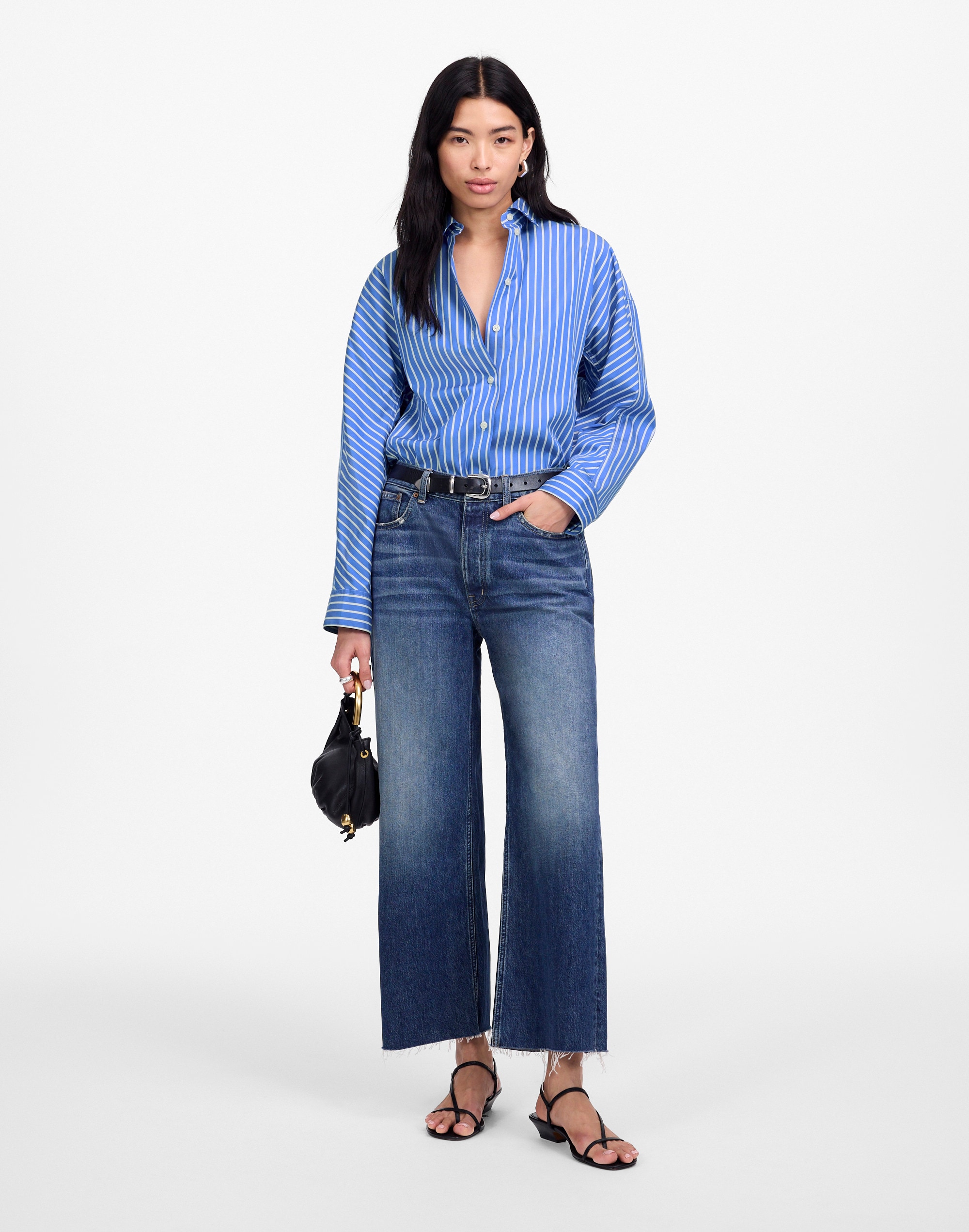 Poplin Oversized Long Button-Up Shirt