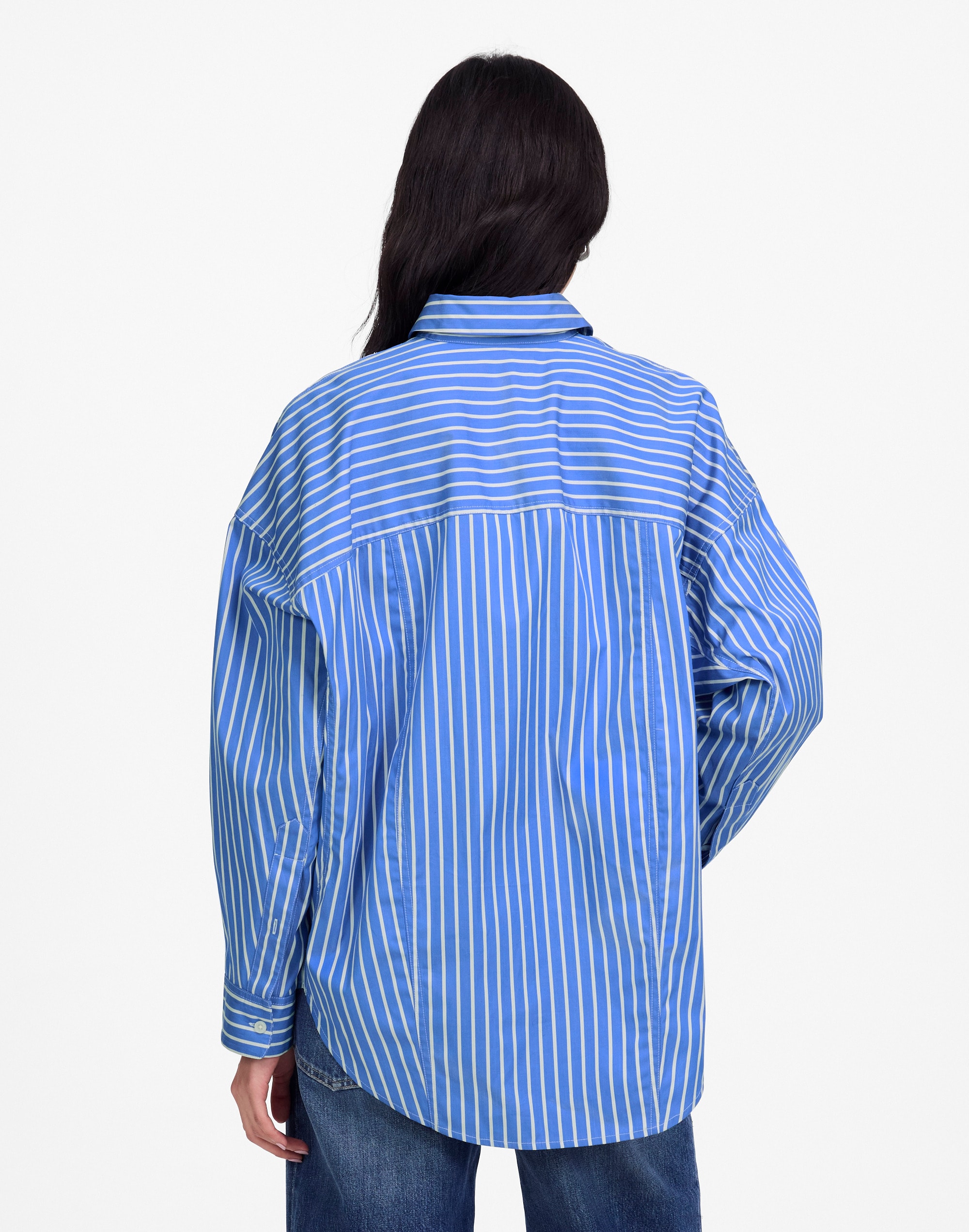 Poplin Oversized Long Button-Up Shirt