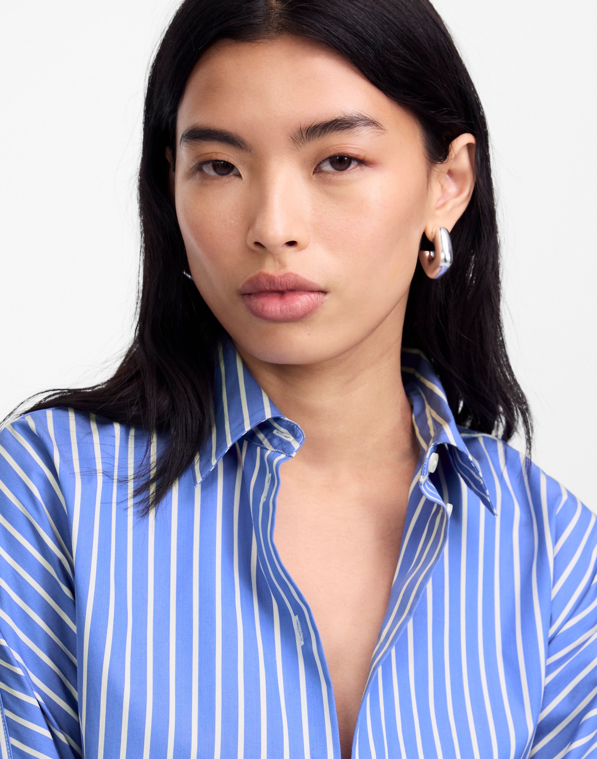 Poplin Oversized Long Button-Up Shirt