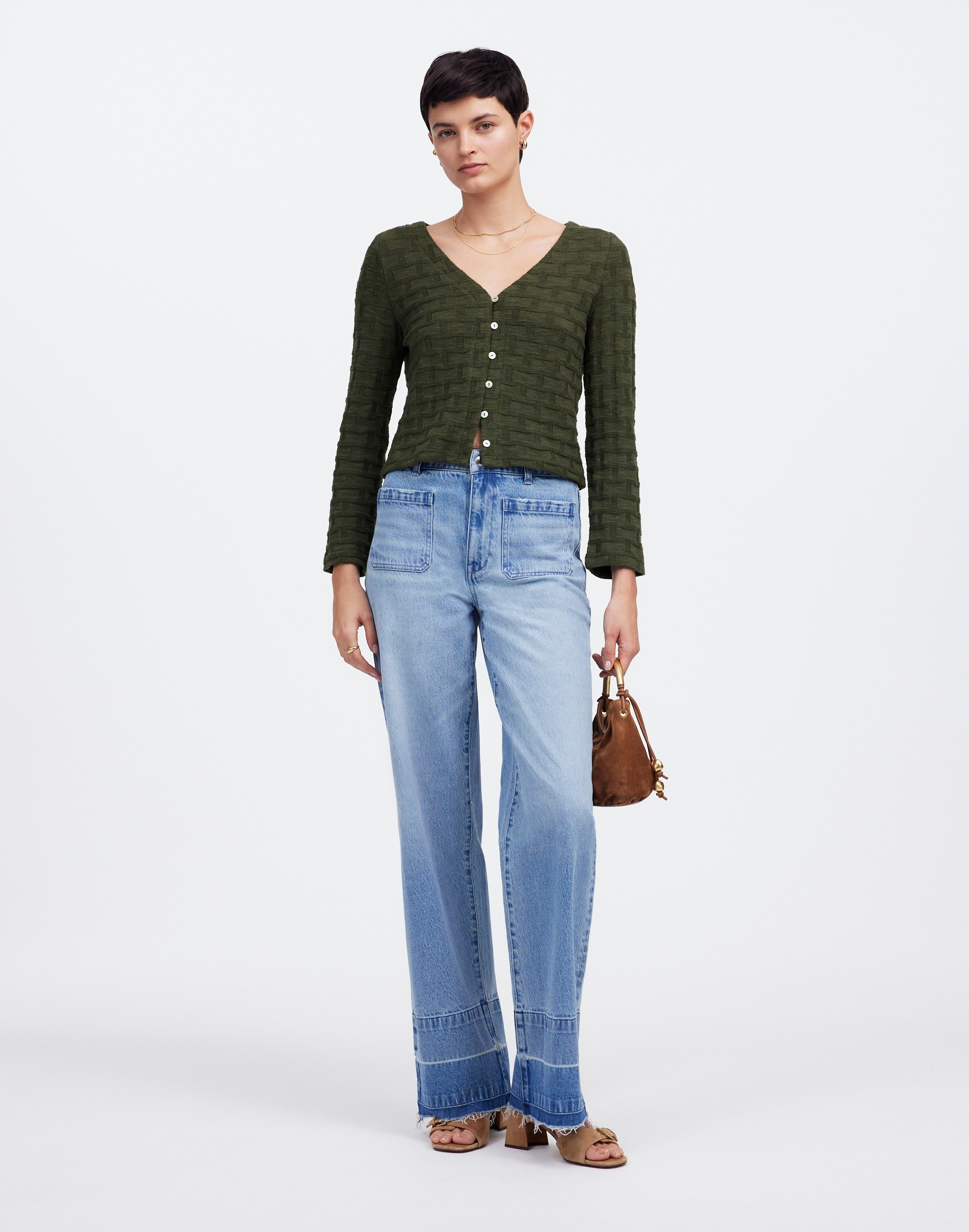 Basket-Weave Stitch Long-Sleeve Sweater Tee | Madewell