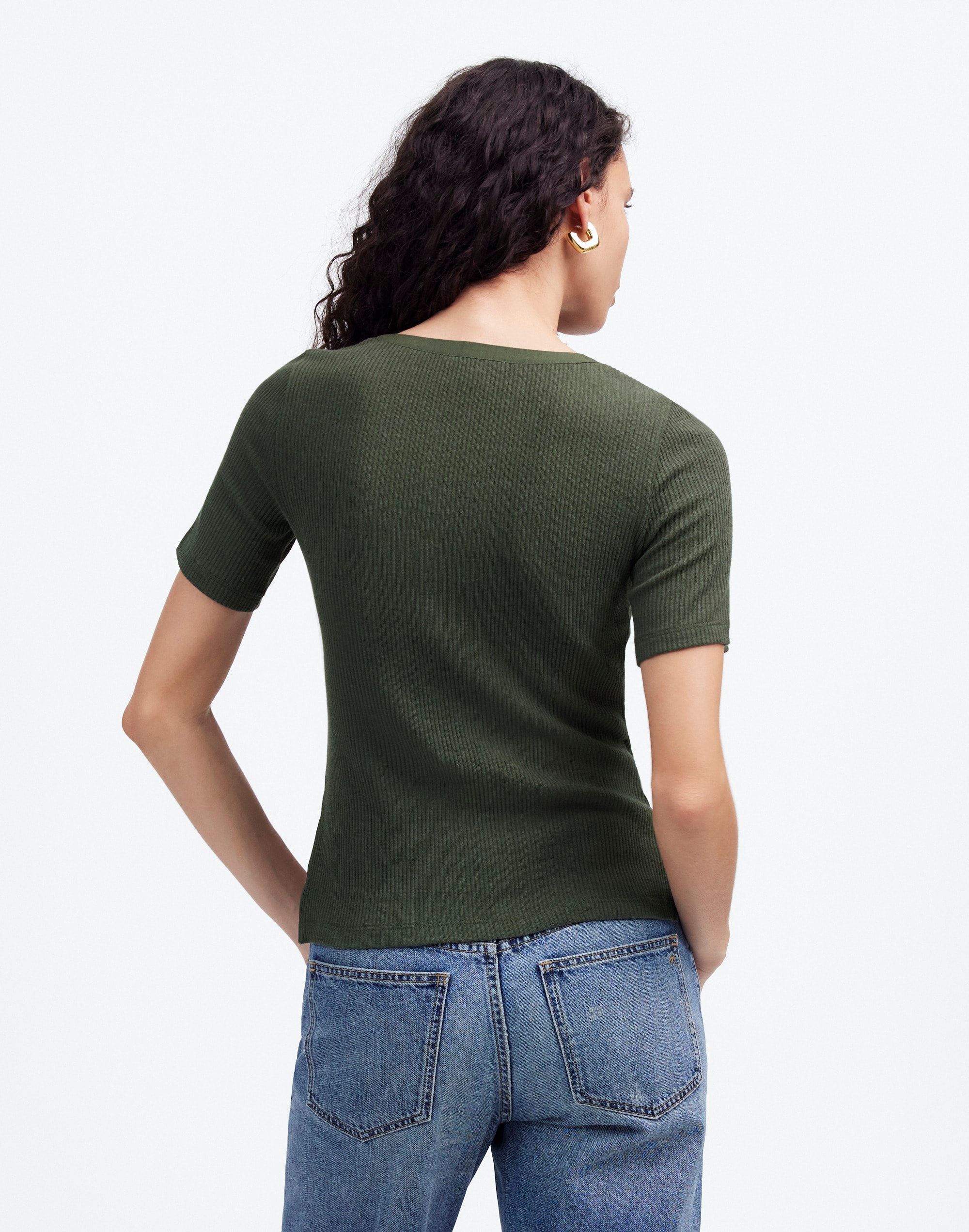 Ribbed Lace-Up Short-Sleeve Tee | Madewell