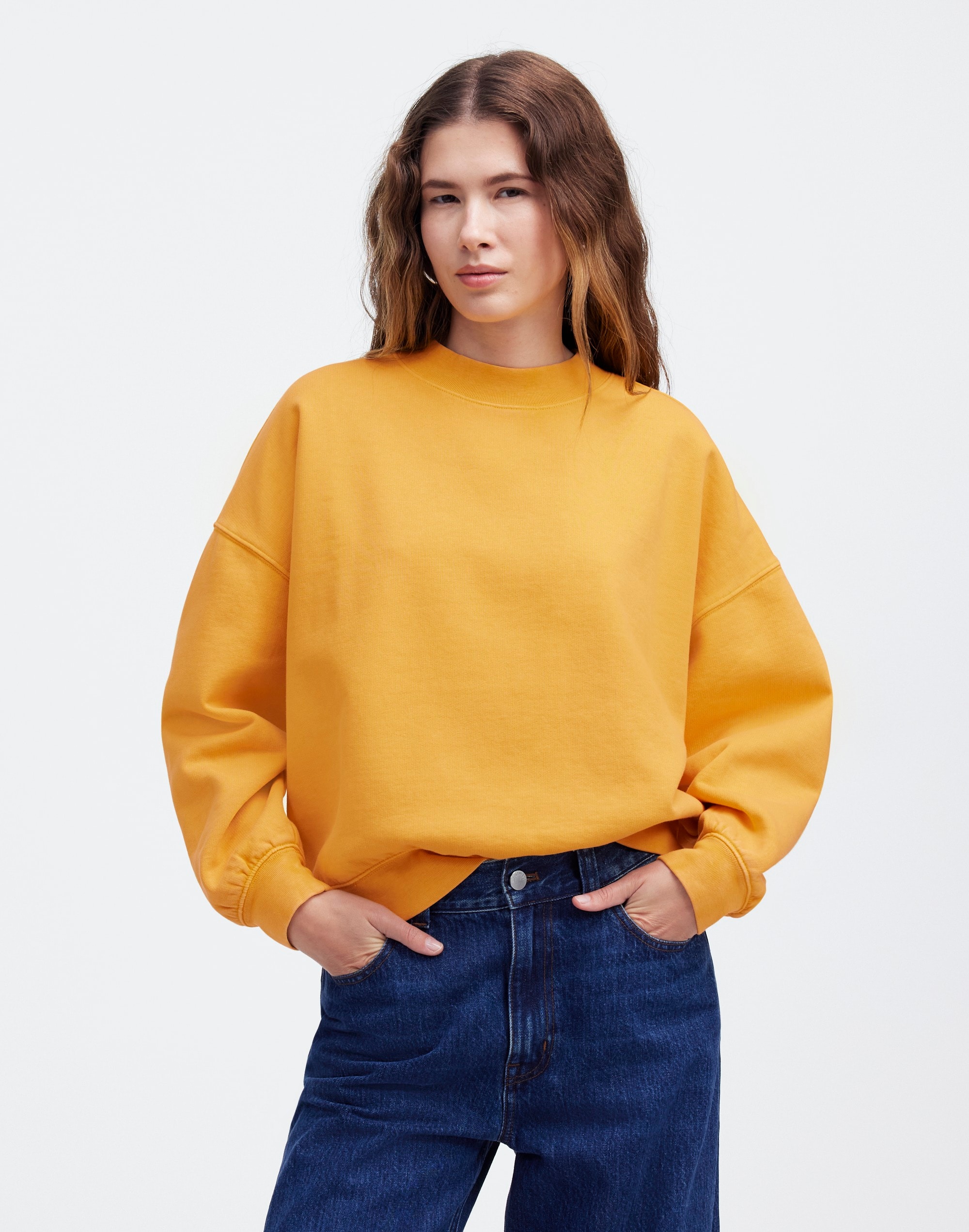relaxed mockneck sweatshirt