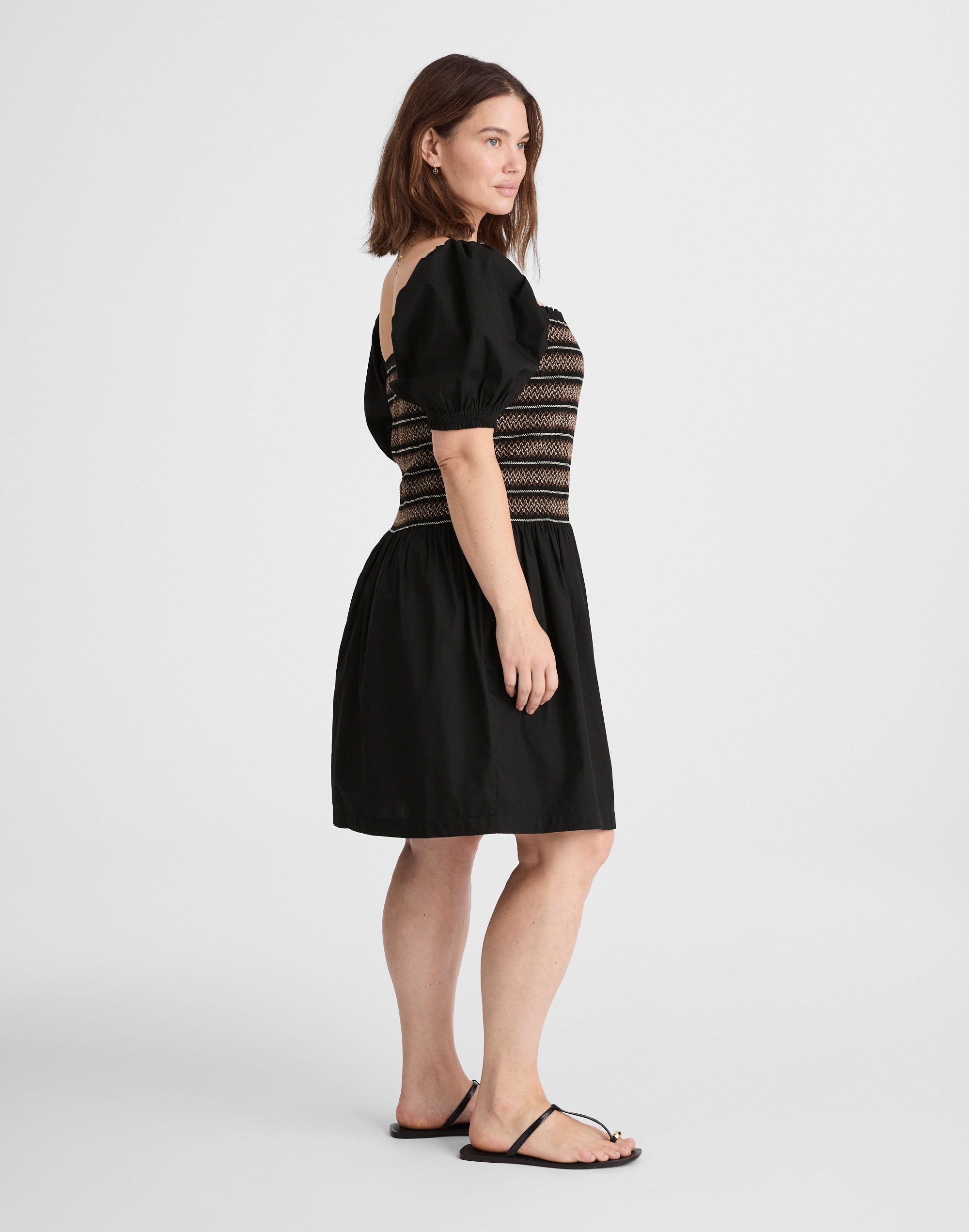 Poplin Puff-Sleeve Mini Dress