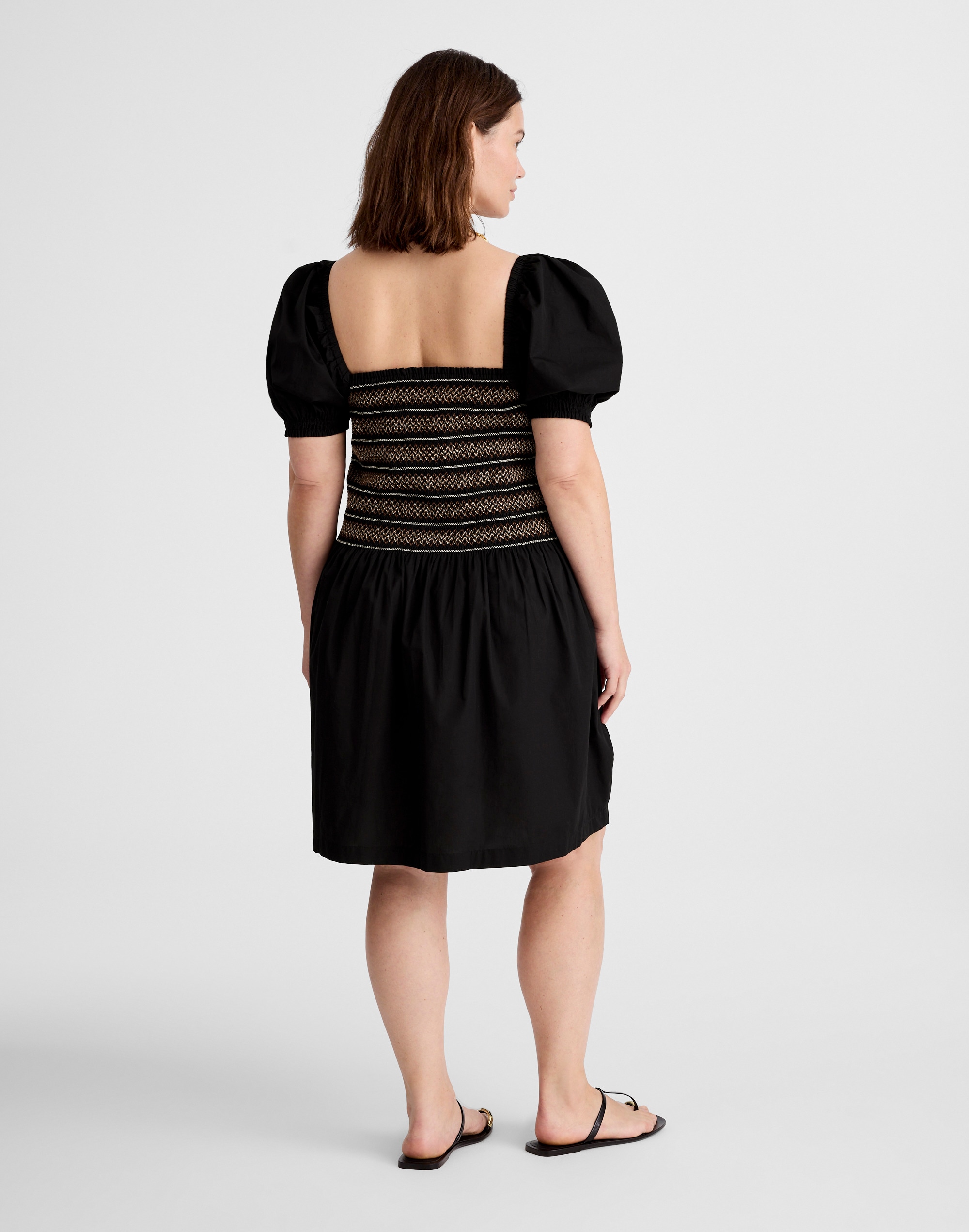 Poplin Puff-Sleeve Mini Dress