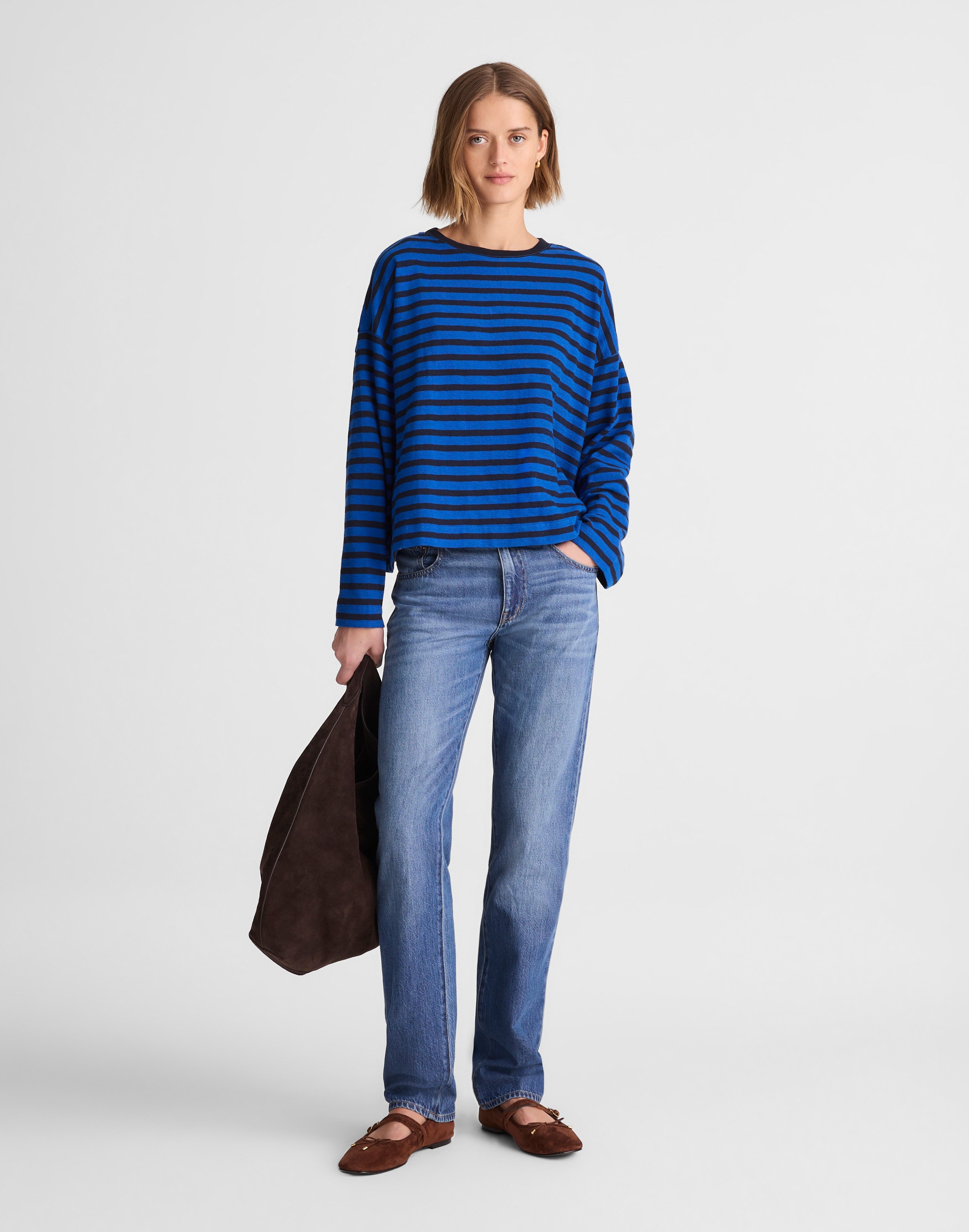 Easy Crewneck Long-Sleeve Tee in Stripe Alternate Image 5