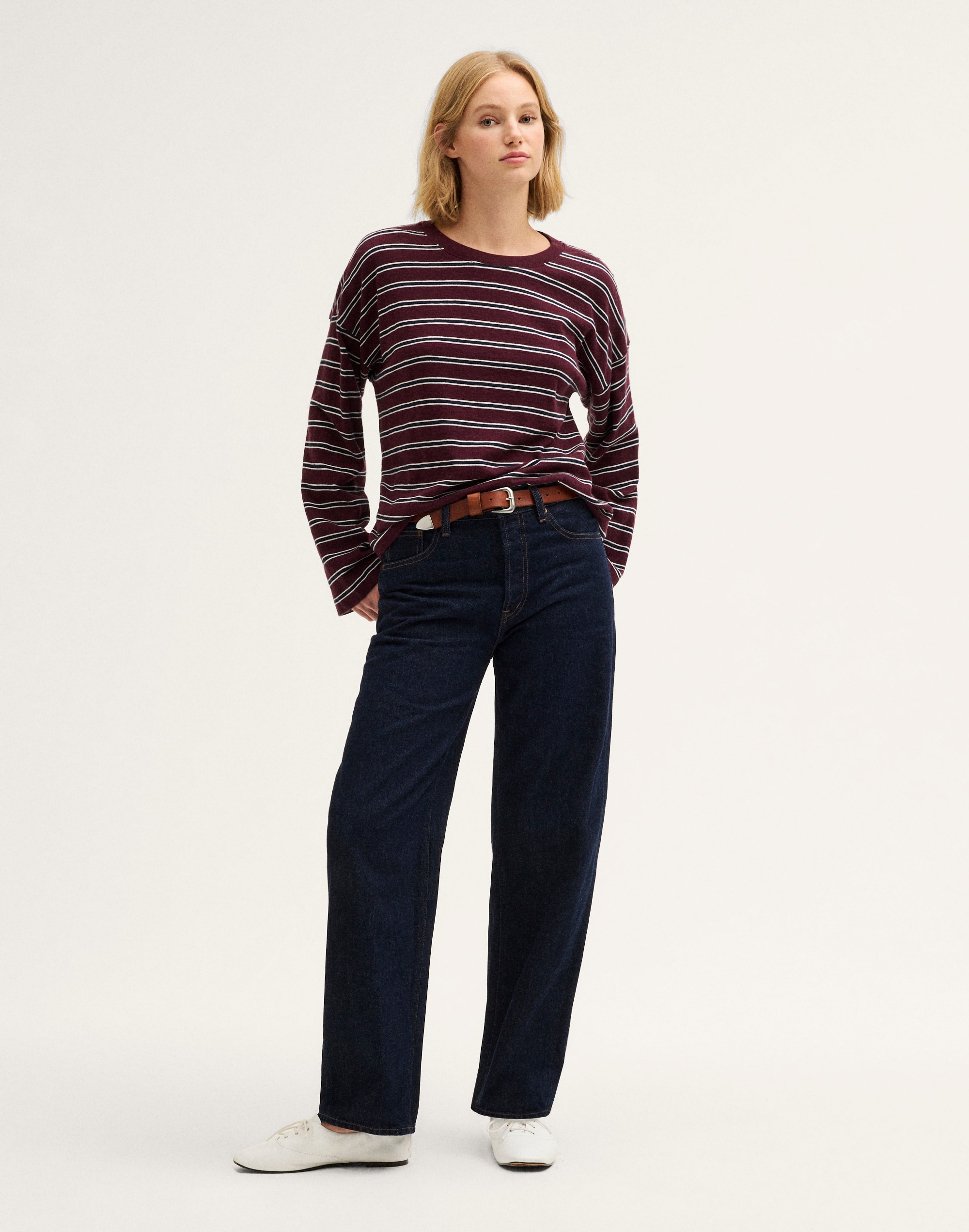 Easy Crewneck Long-Sleeve Tee in Sunday Slub