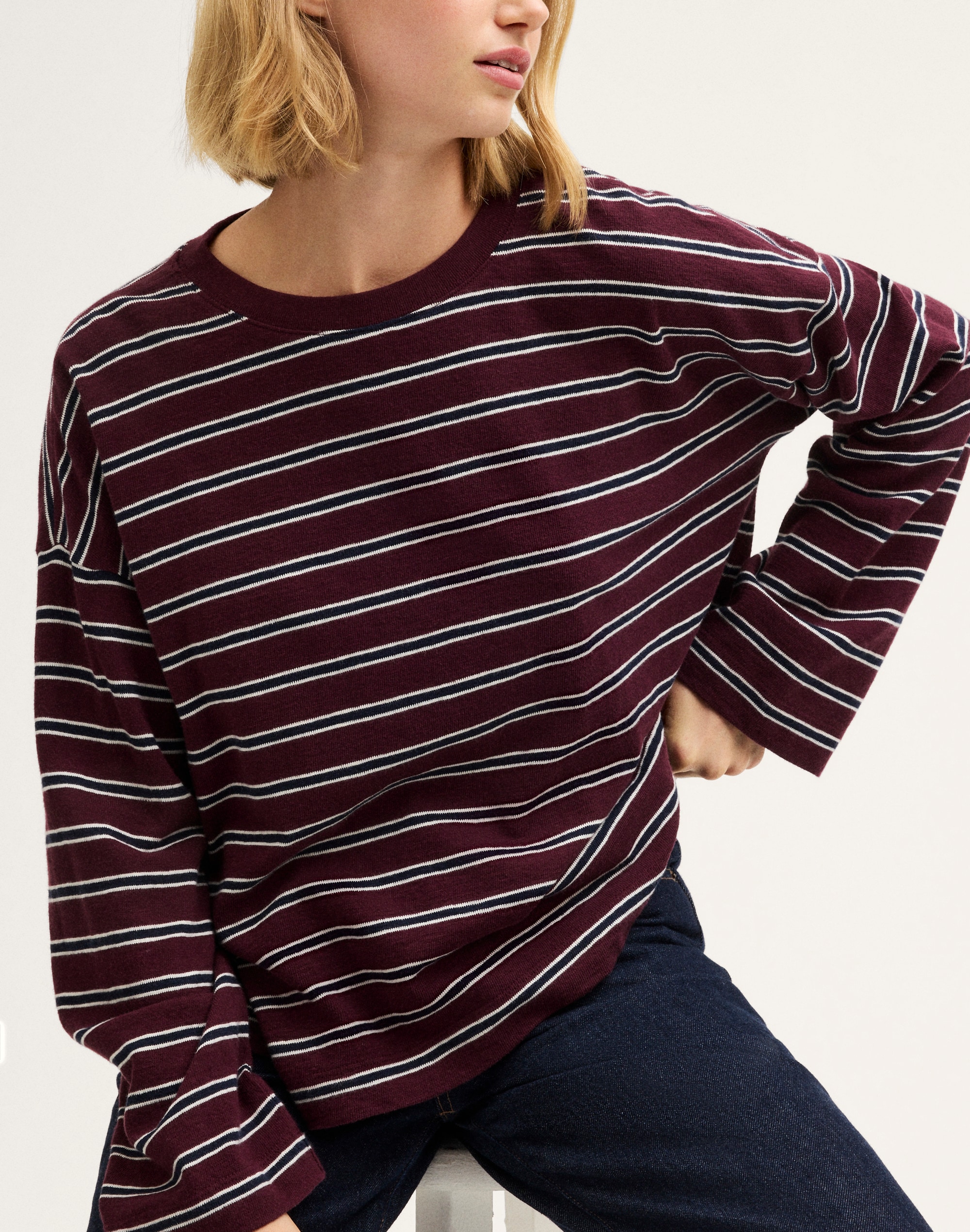 Easy Crewneck Long-Sleeve Tee in Sunday Slub