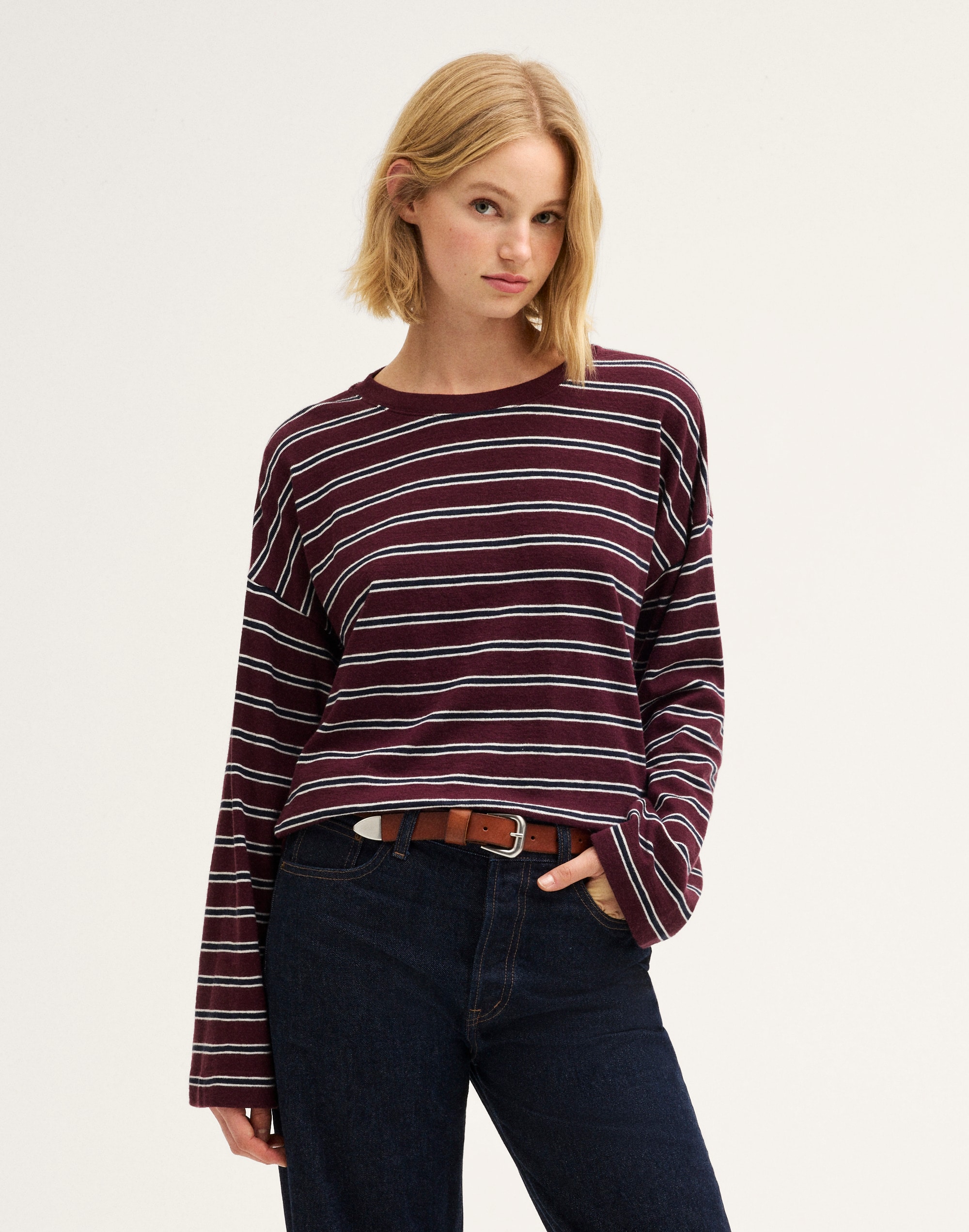 Easy Crewneck Long-Sleeve Tee in Sunday Slub