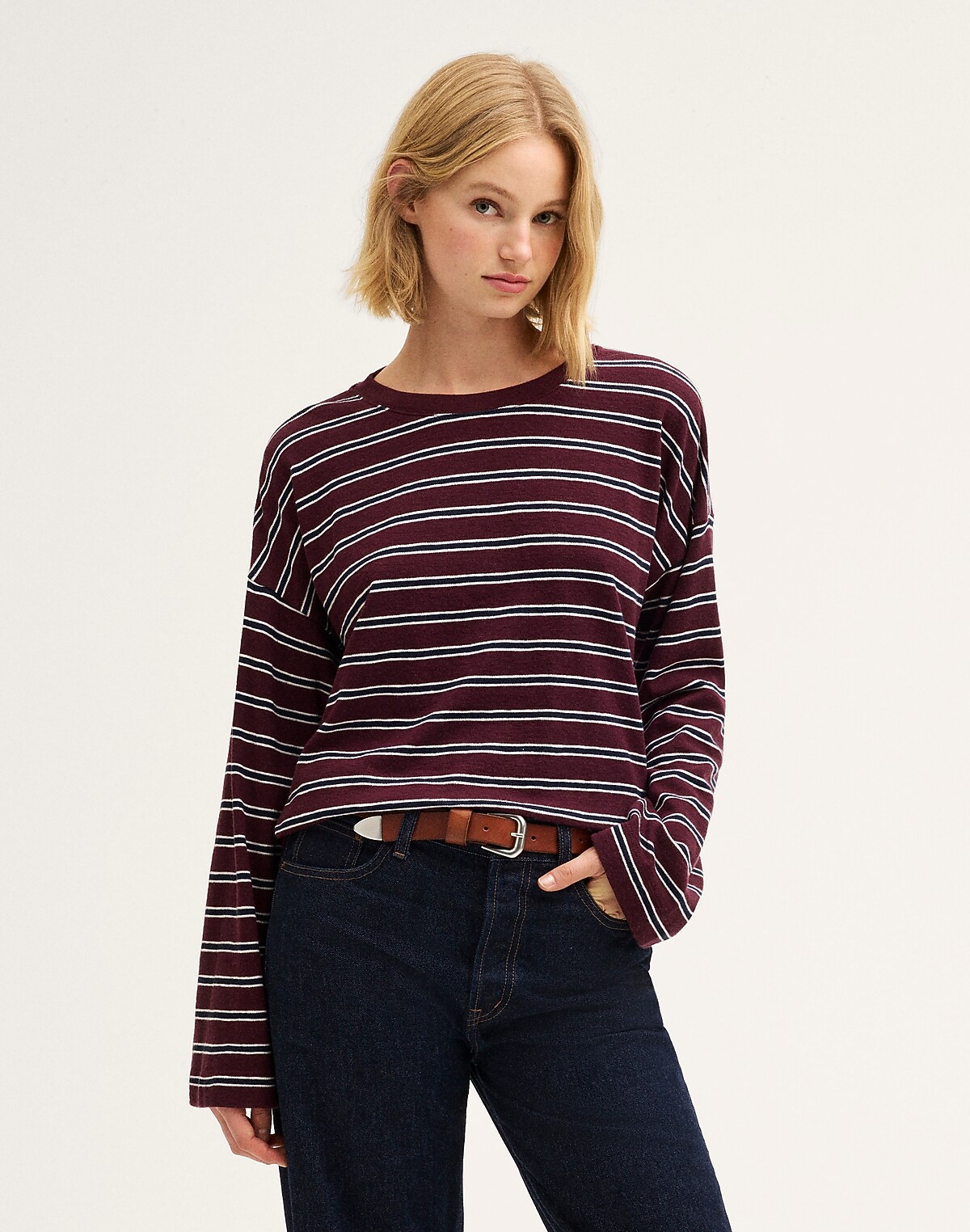 Easy Crewneck Long-Sleeve Tee in Sunday Slub