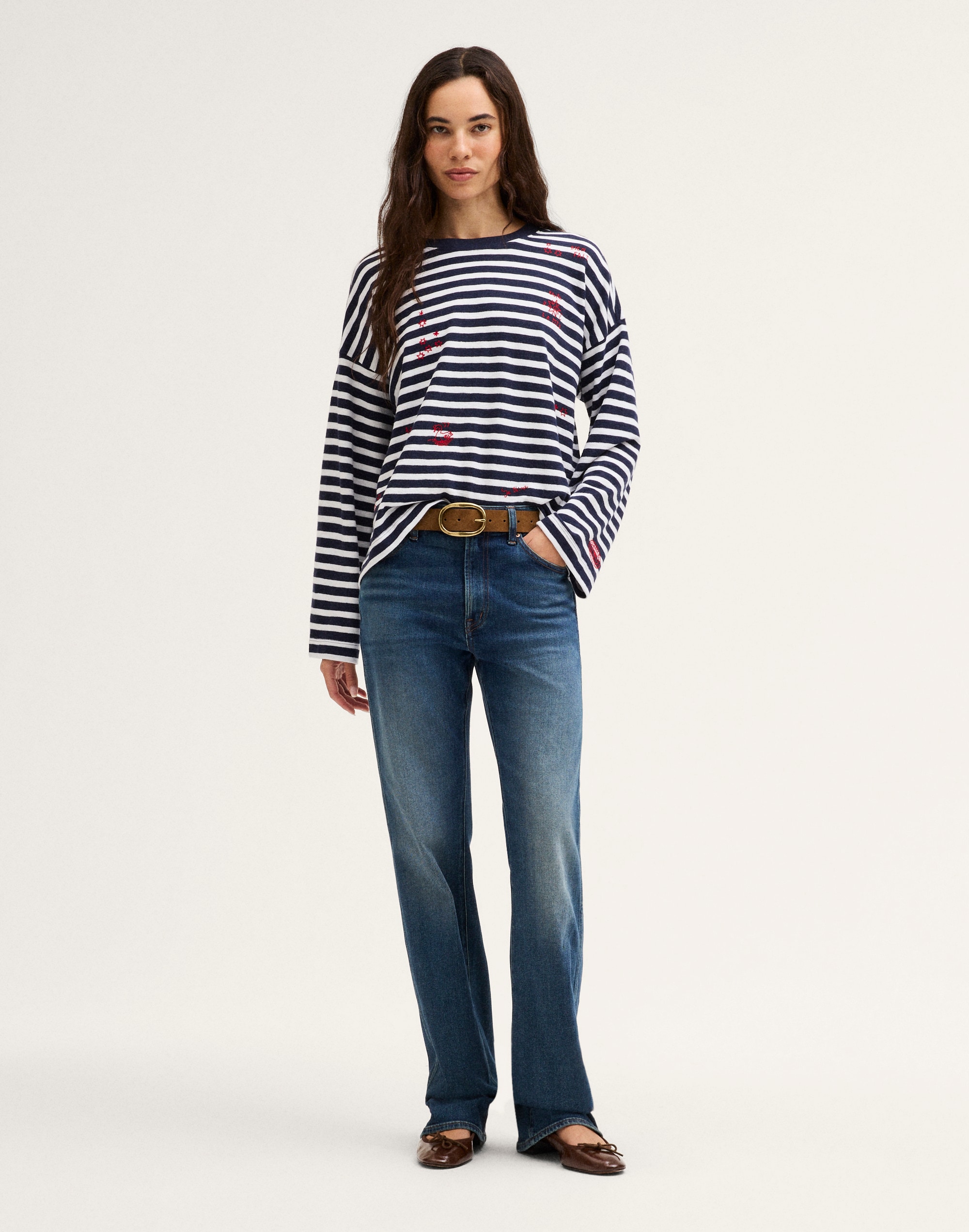 Easy Crewneck Long-Sleeve Tee in Sunday Slub