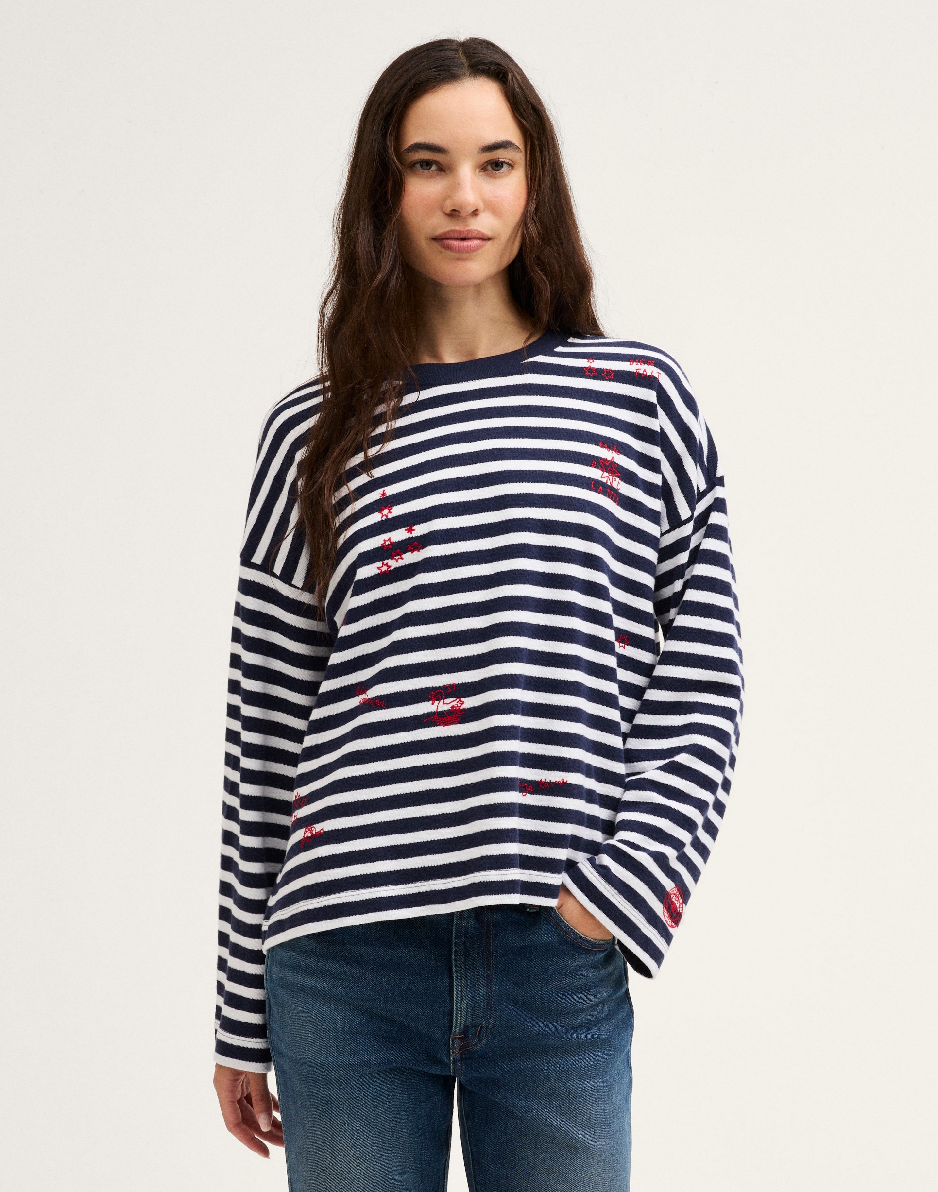 Easy Crewneck Long-Sleeve Tee in Sunday Slub