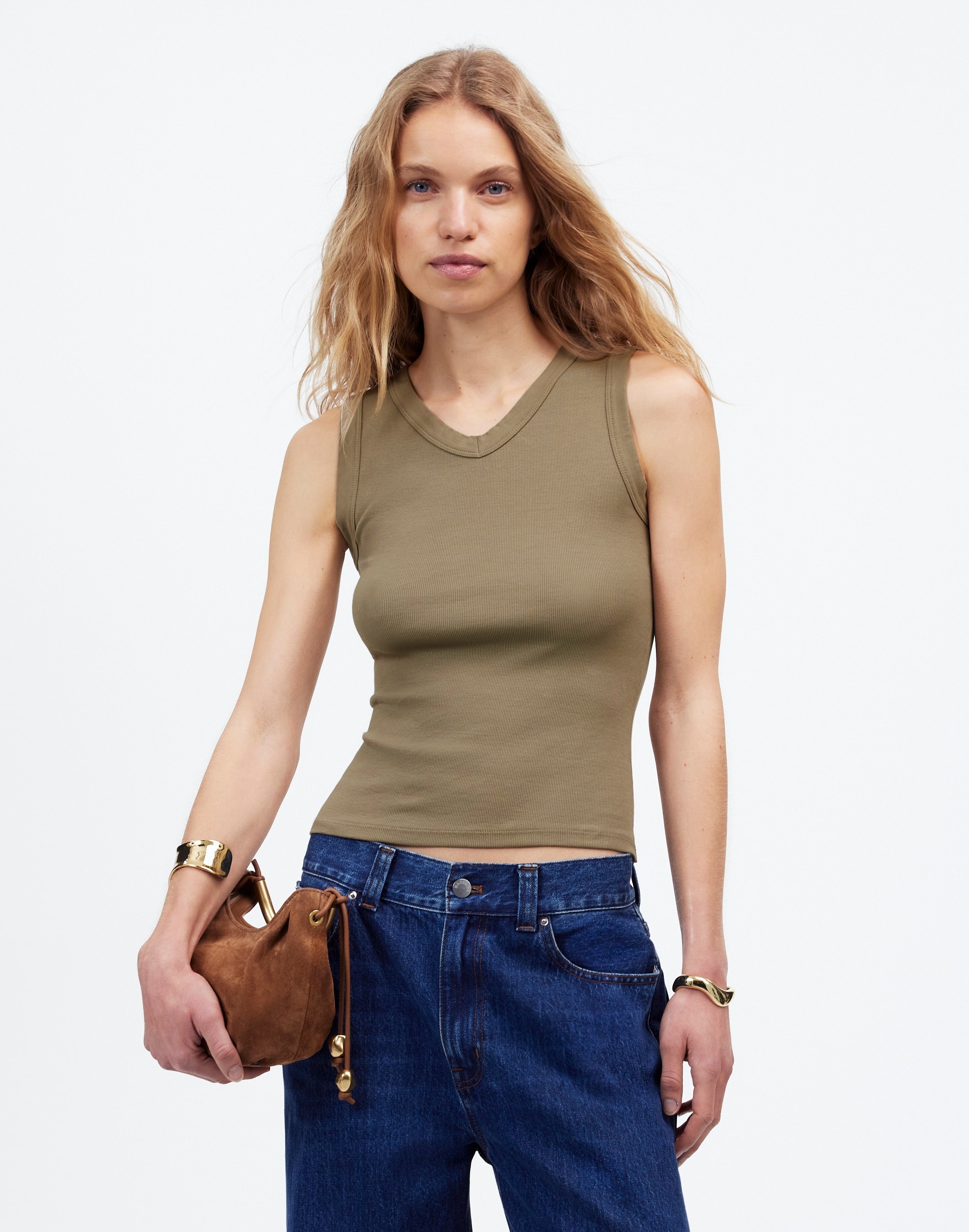 (Re)generative Cotton Ribbed High V-Neck Tank