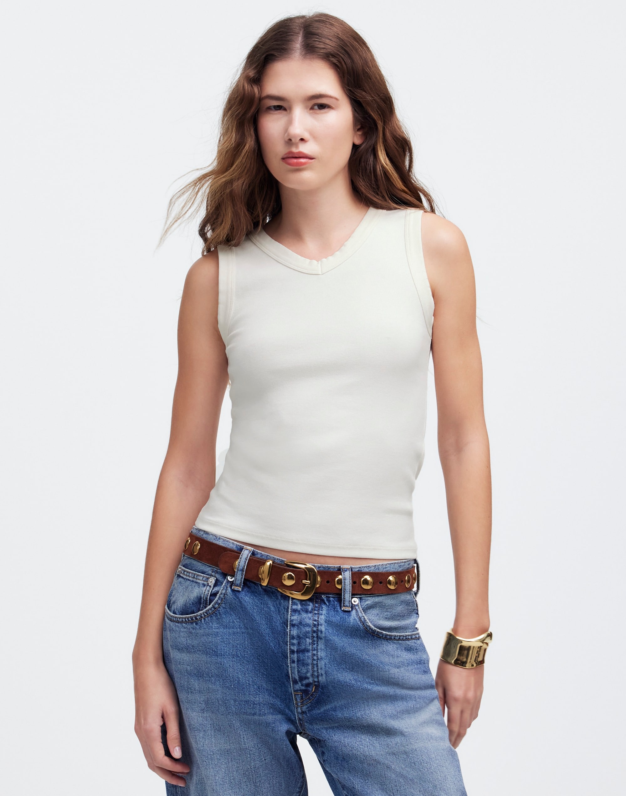 (Re)generative Cotton Ribbed High V-Neck Tank