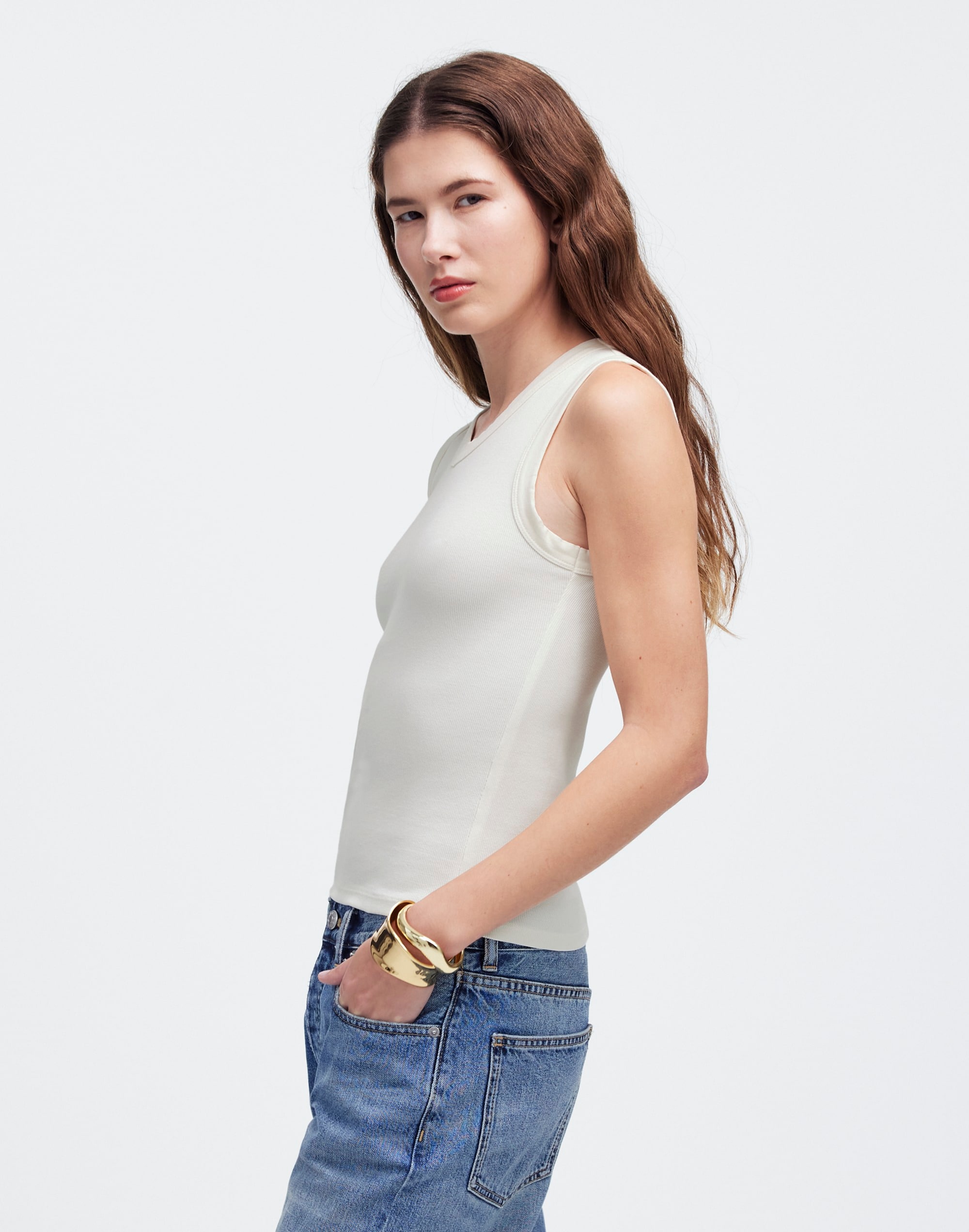 (Re)generative Cotton Ribbed High V-Neck Tank