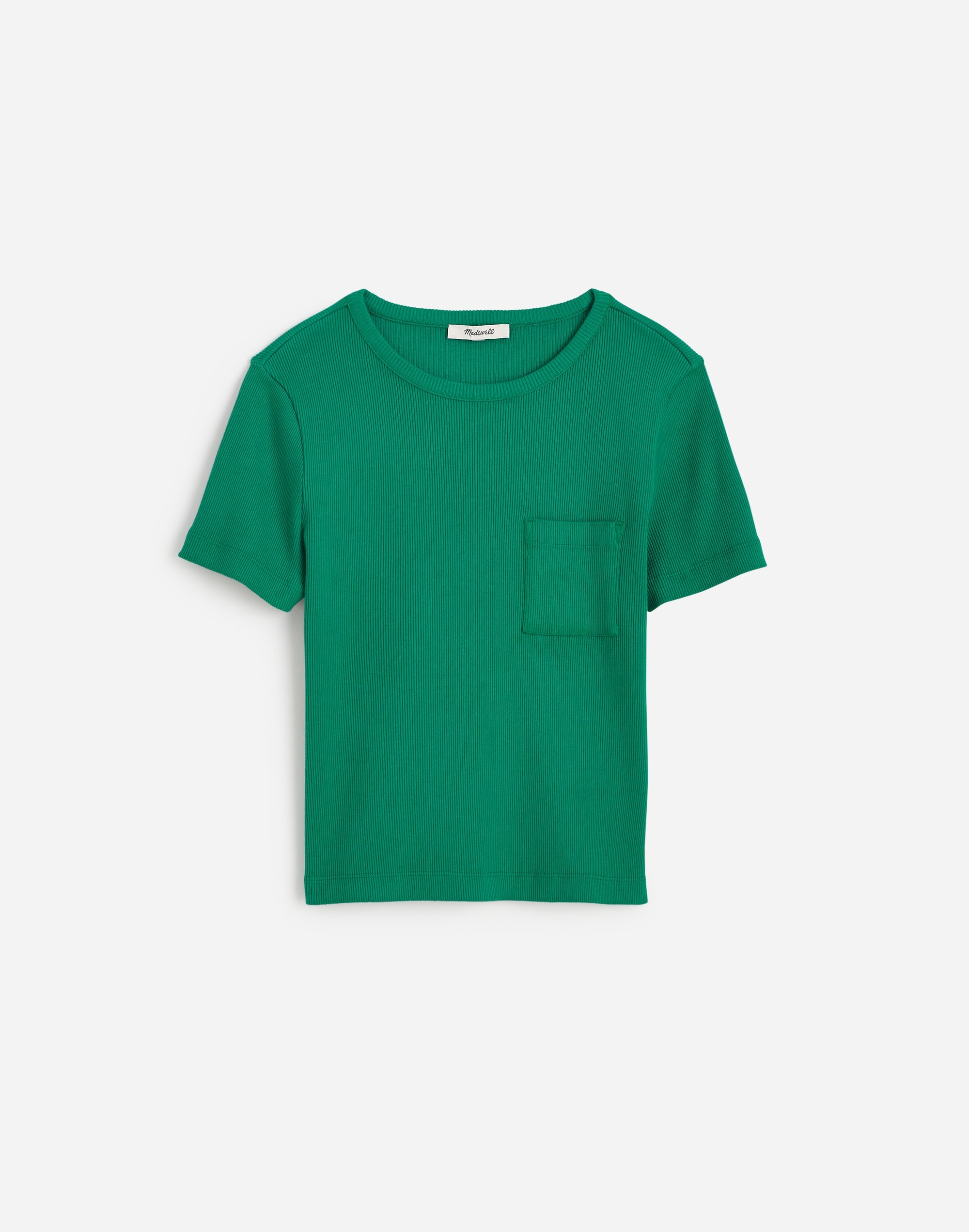 Garment-Dyed Ribbed Crewneck Pocket Tee