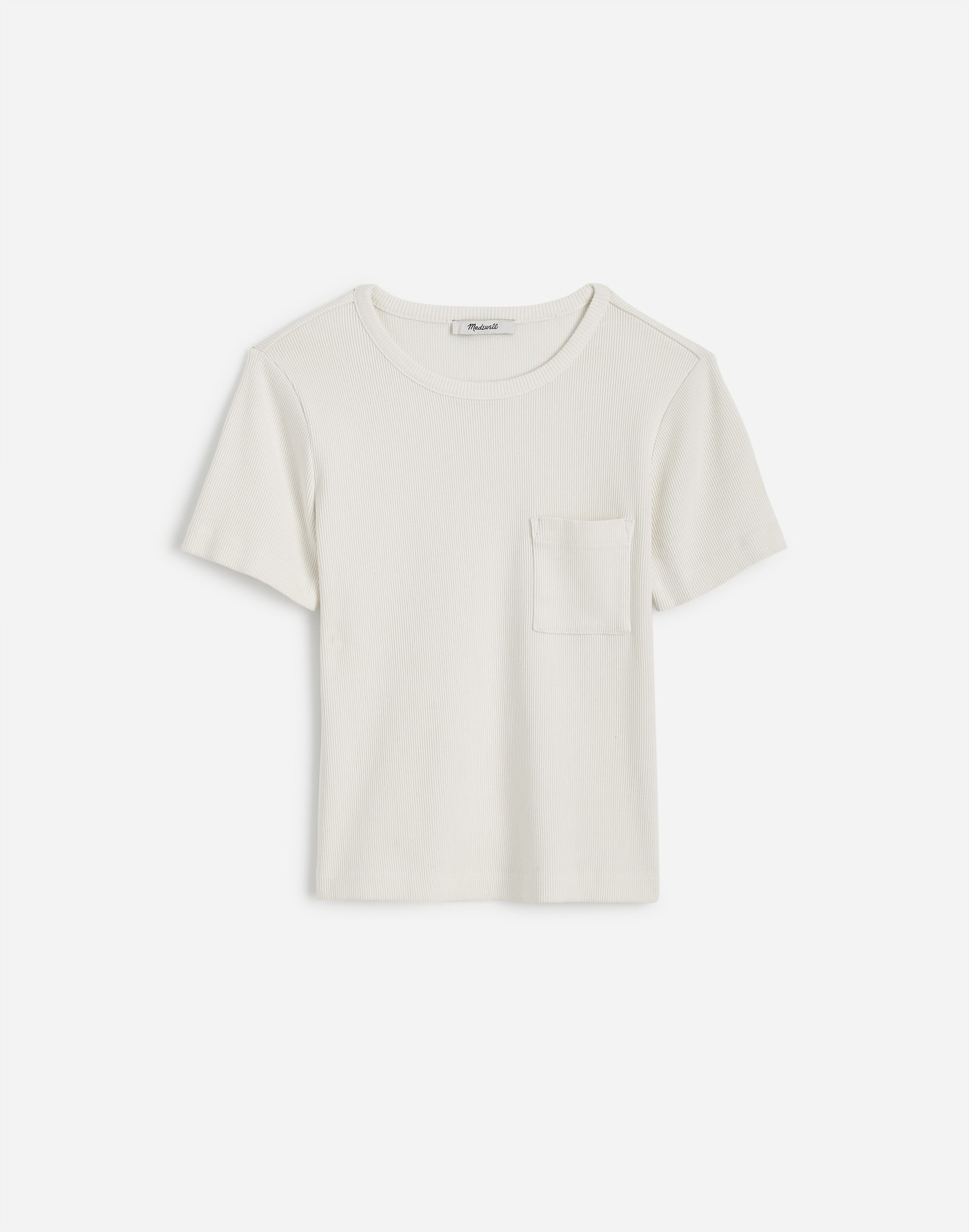 Garment-Dyed Ribbed Crewneck Pocket Tee