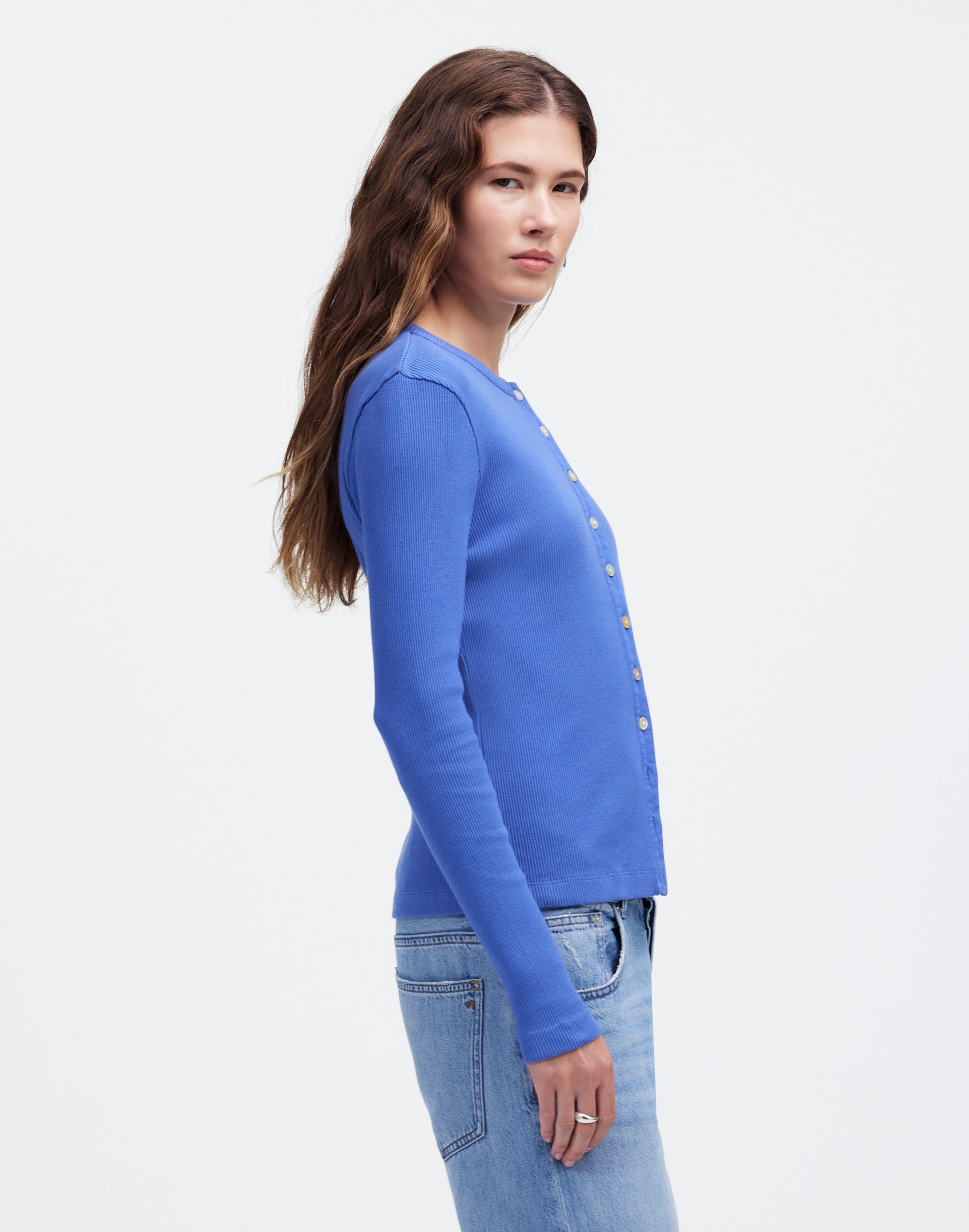 Garment-Dyed Ribbed Cardigan Tee