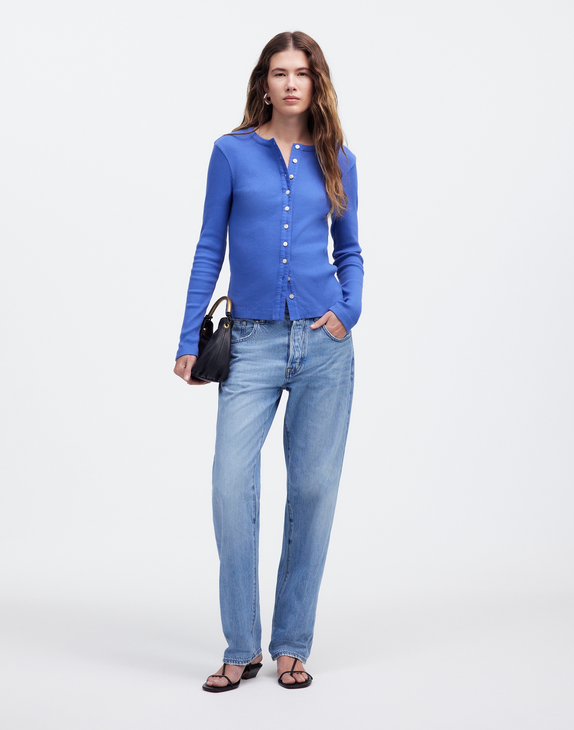 Garment-Dyed Ribbed Cardigan Tee