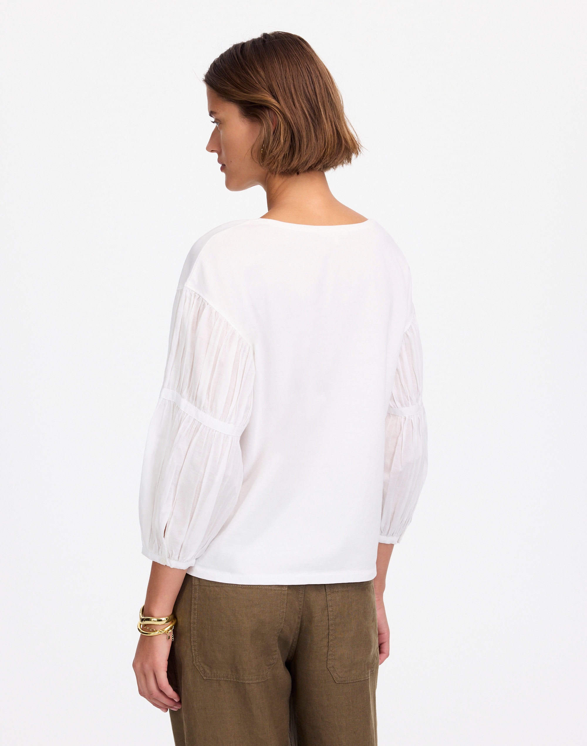 Puff-Sleeve Drop-Shoulder Knit Top Alternate Image 4
