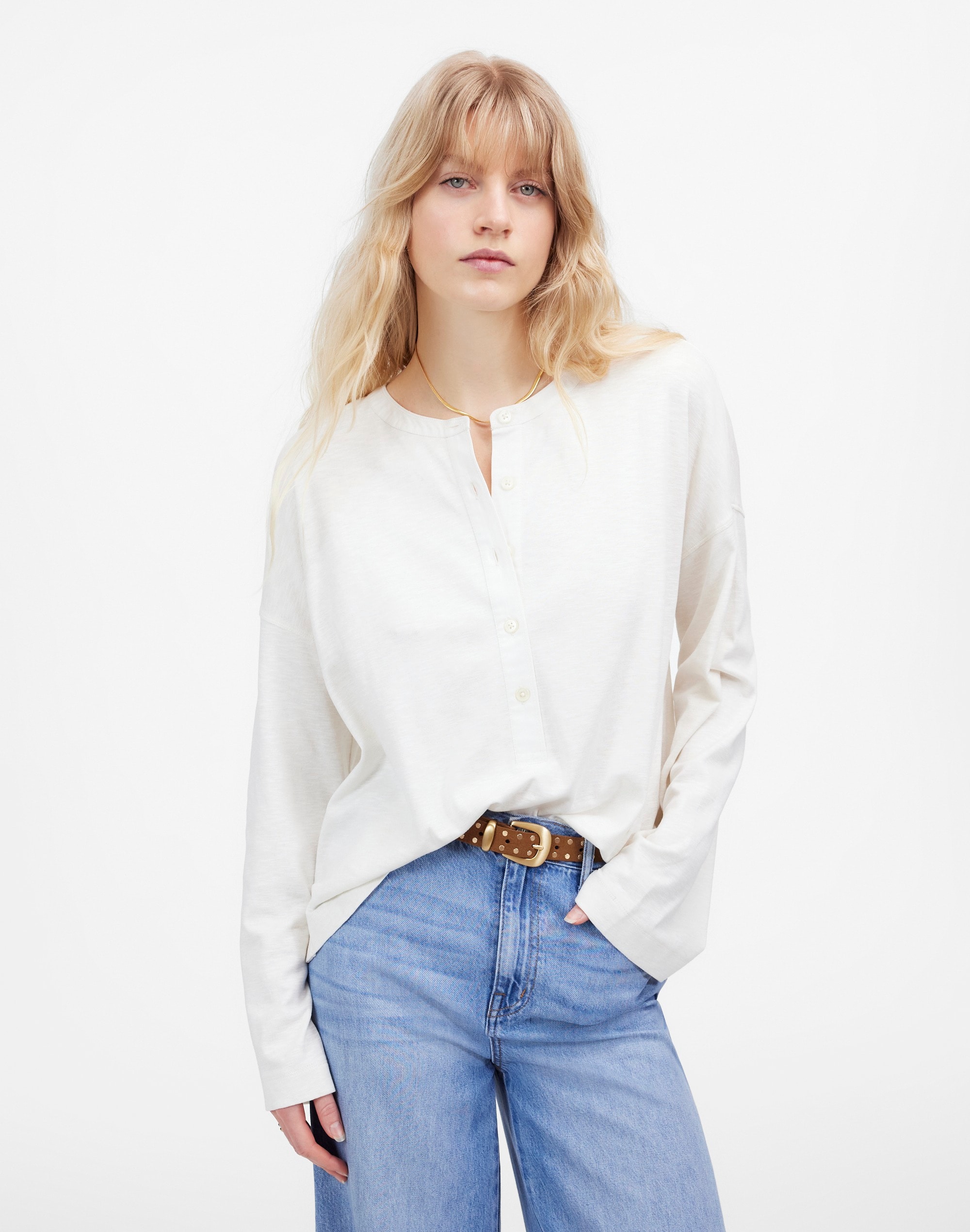 Relaxed Henley Long-Sleeve Tee