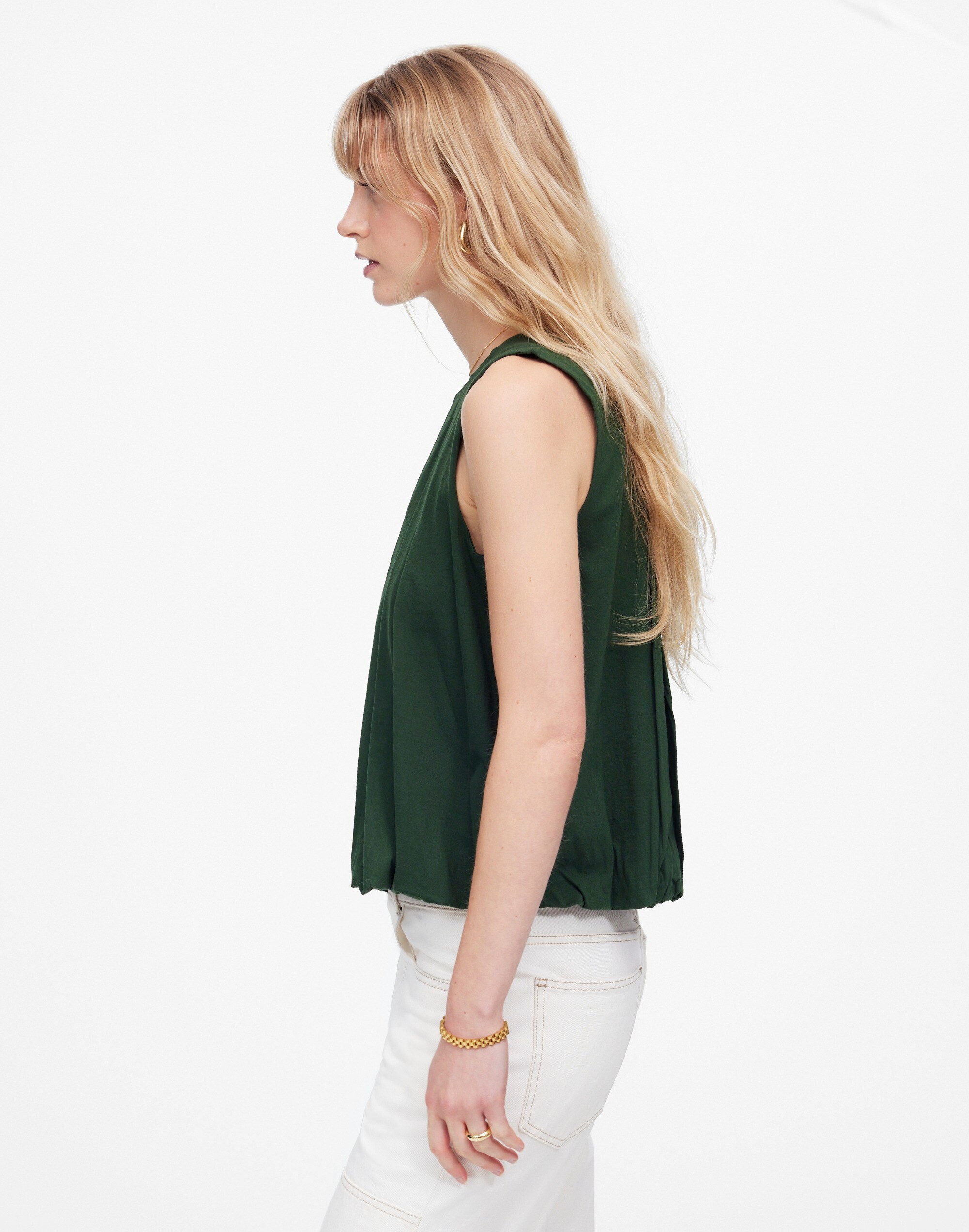 Sleeveless Crewneck Bubble Top
