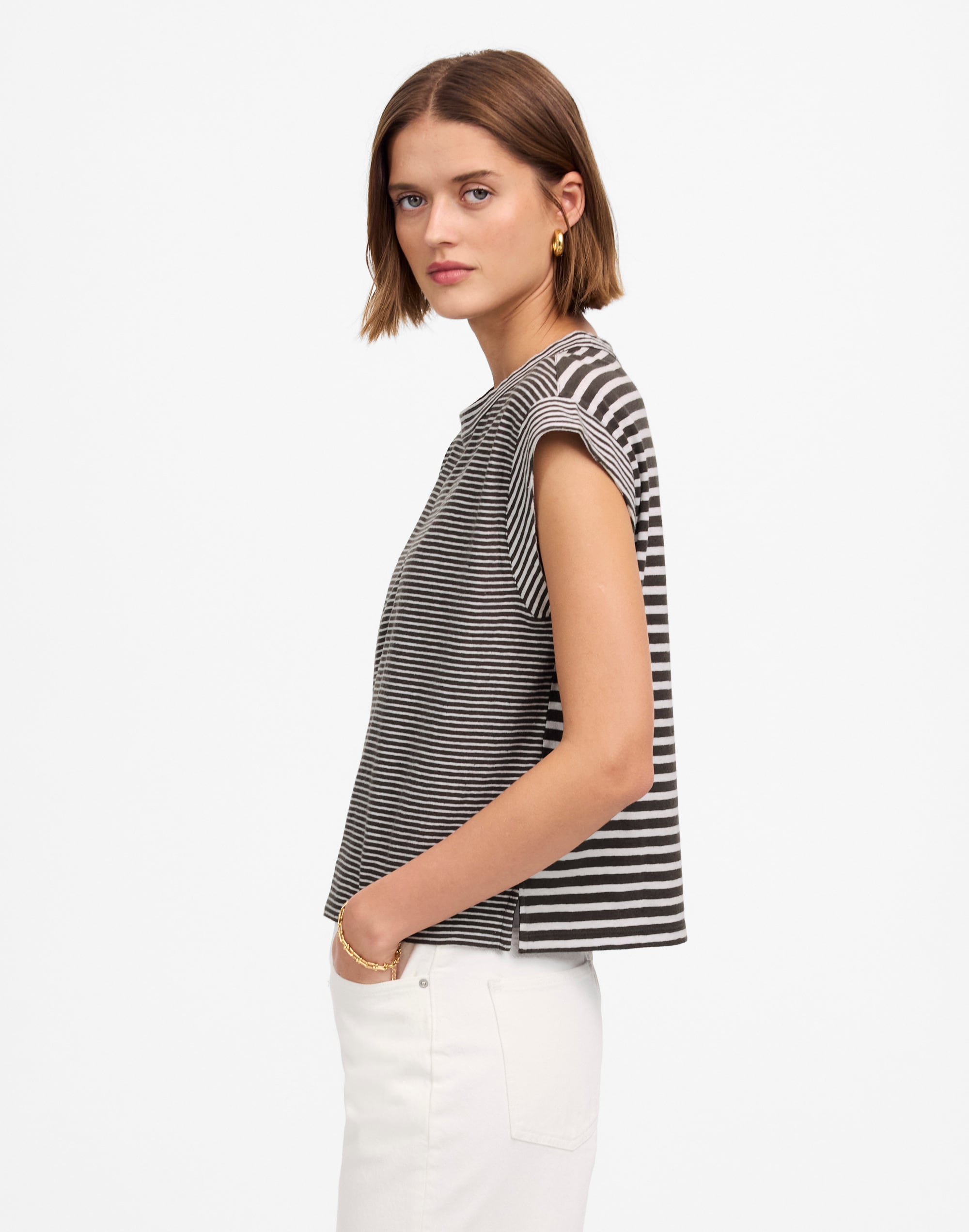 Boxy Muscle Tee in Stripe