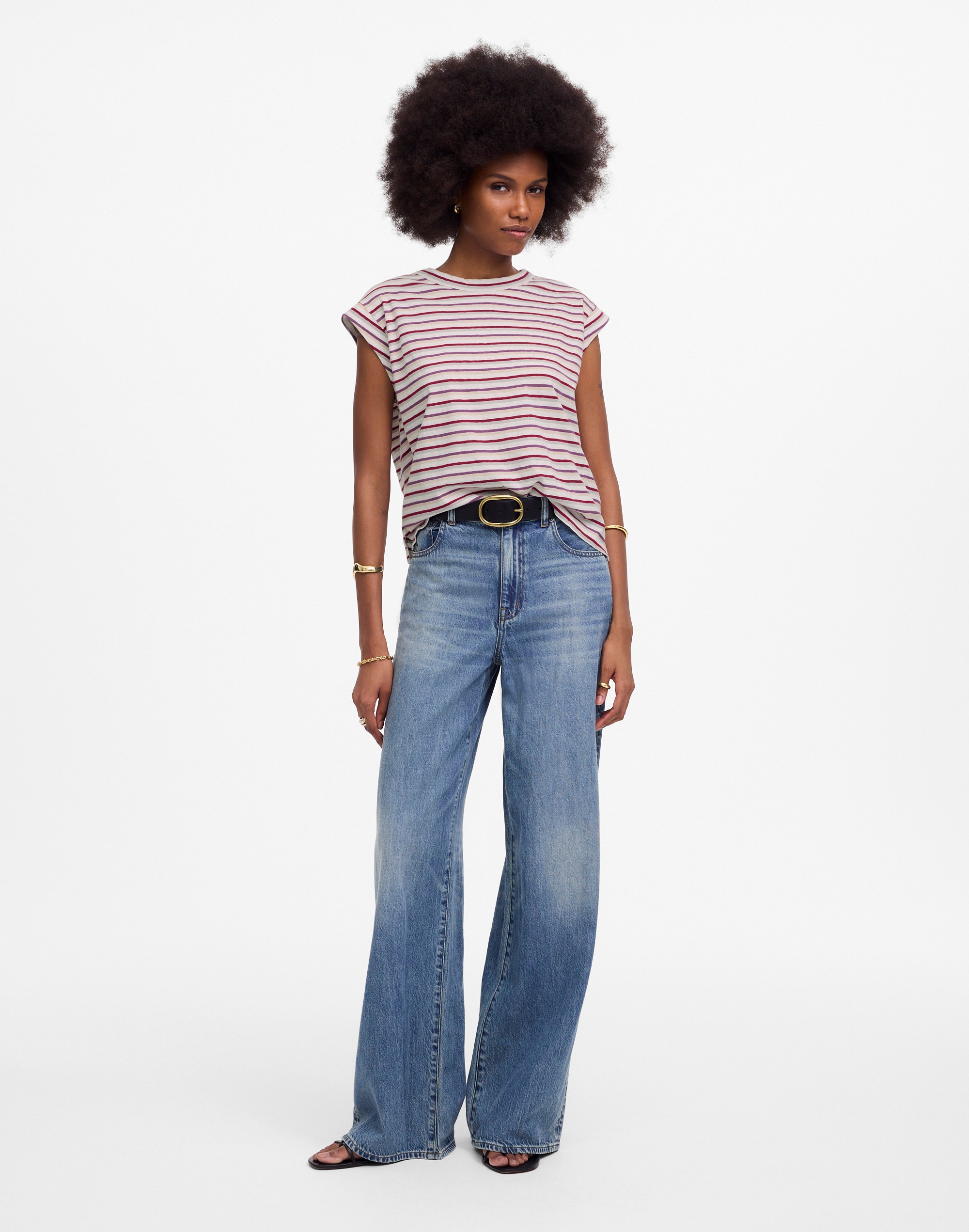 Boxy Muscle Tee in Stripe